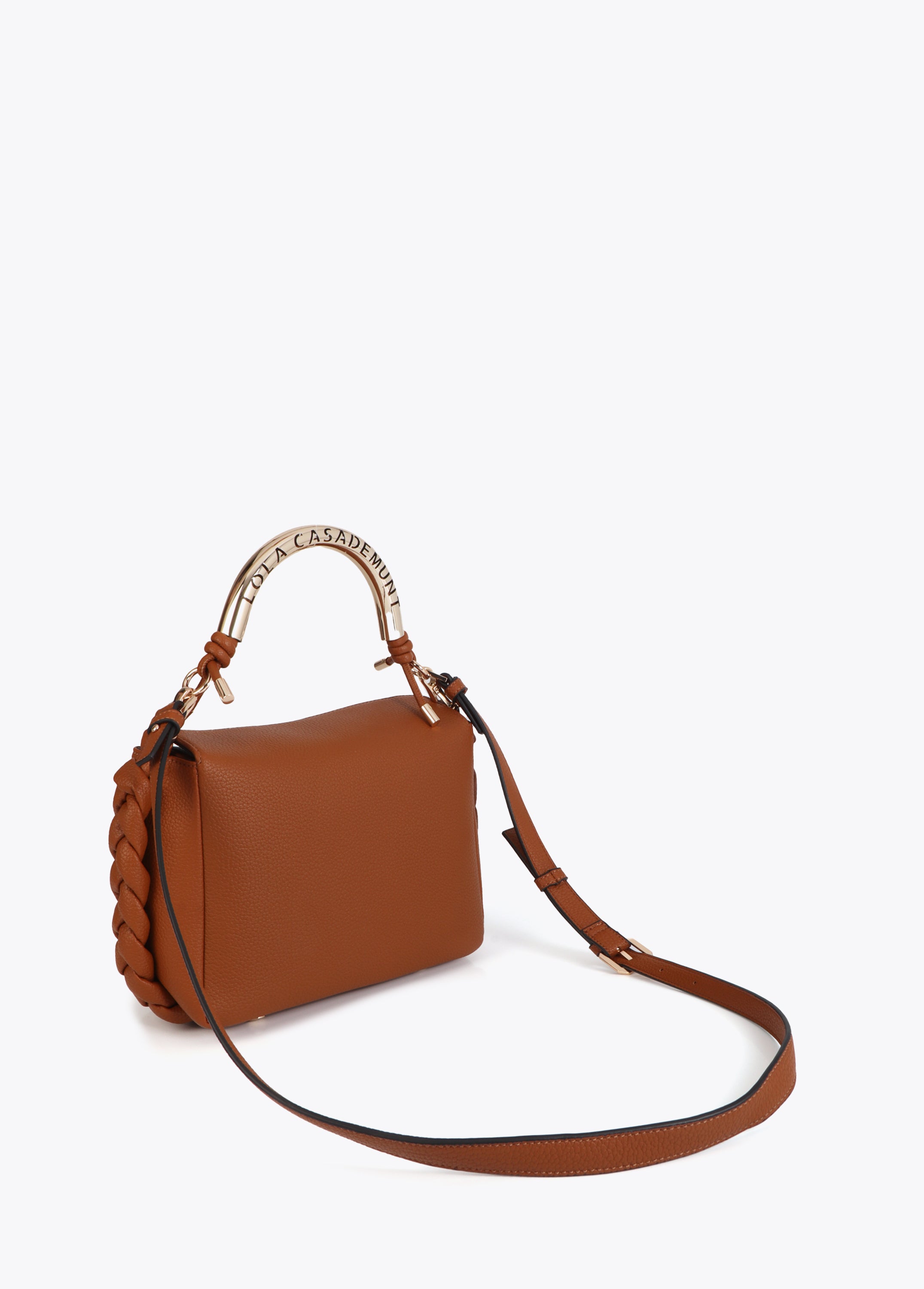 Red Crossbody Bag with Perforated Metal Handle