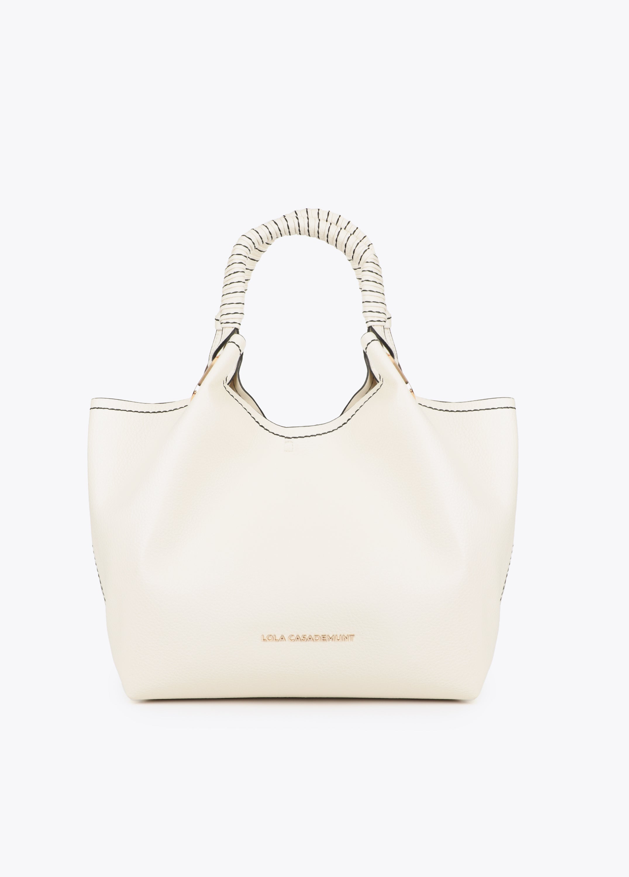 Shopper with Braided Handle and Metallic Details