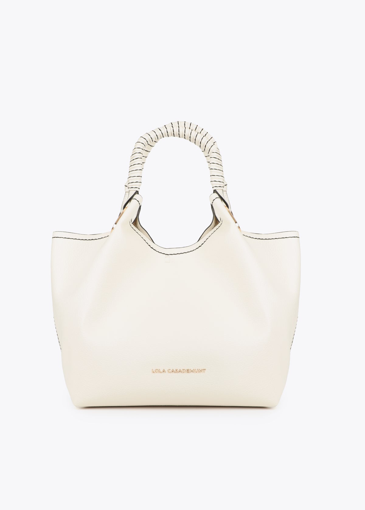 Shopper with Braided Handle and Metallic Details