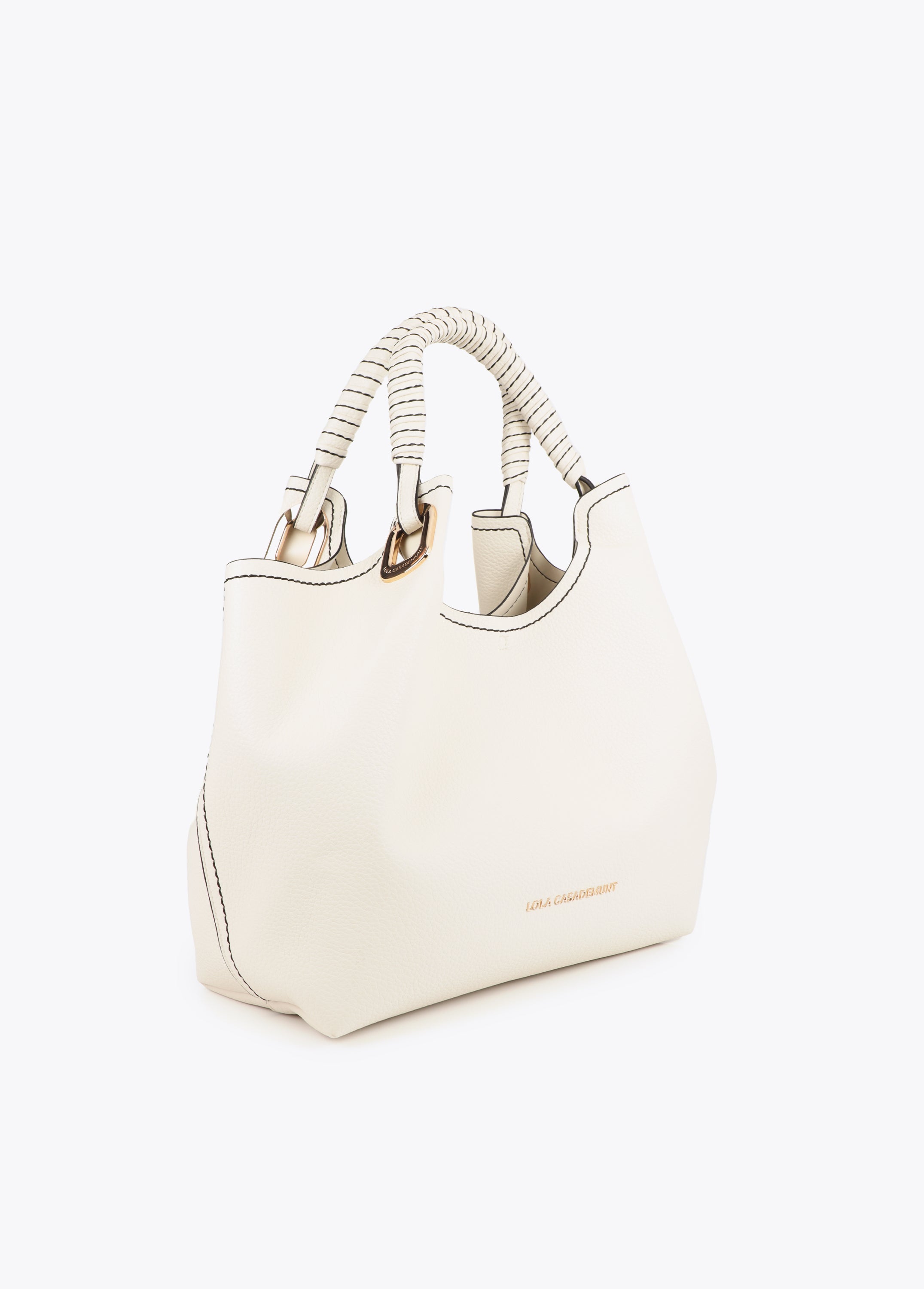 Shopper with Braided Handle and Metallic Details