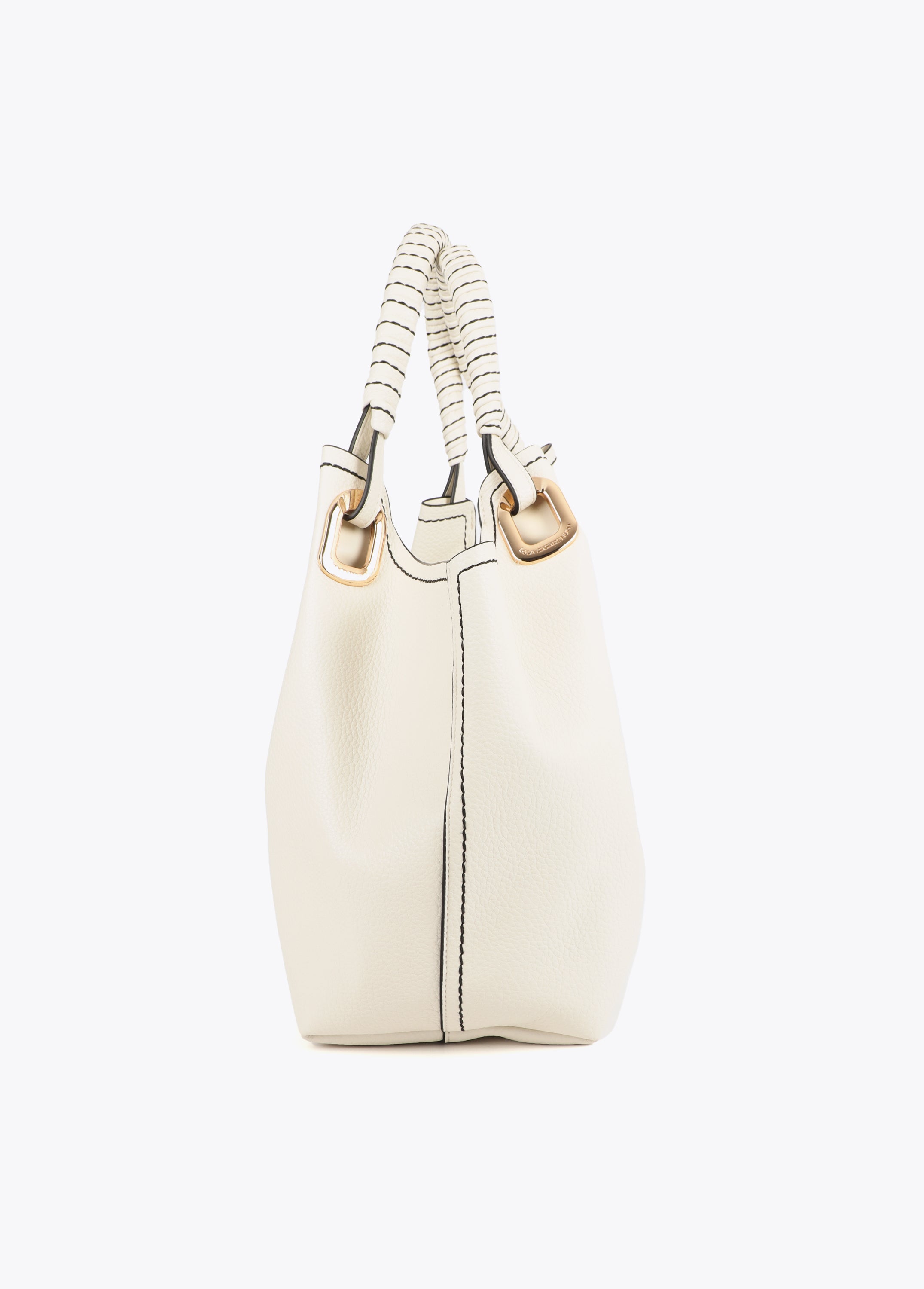 Shopper with Braided Handle and Metallic Details