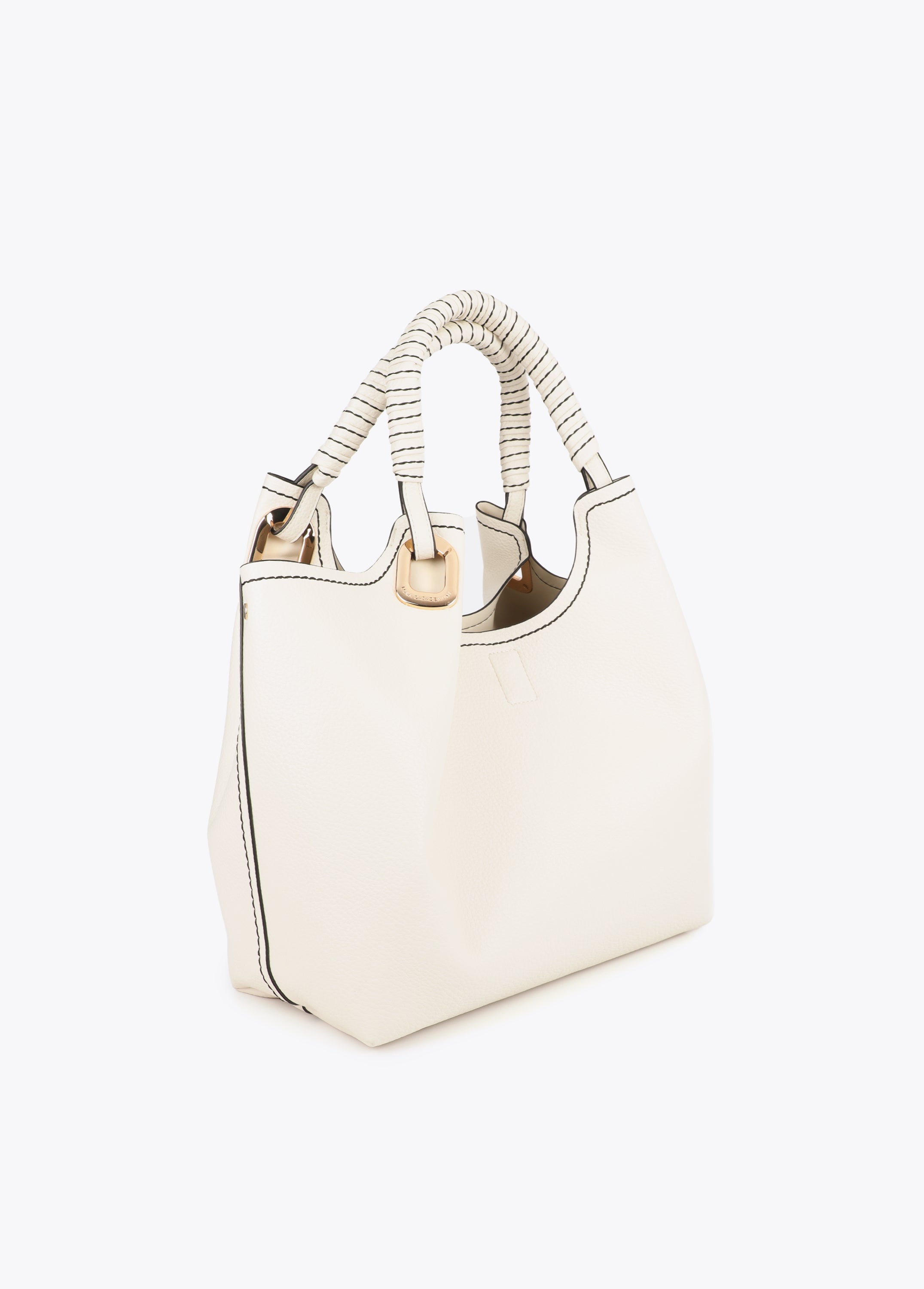 Shopper with Braided Handle and Metallic Details