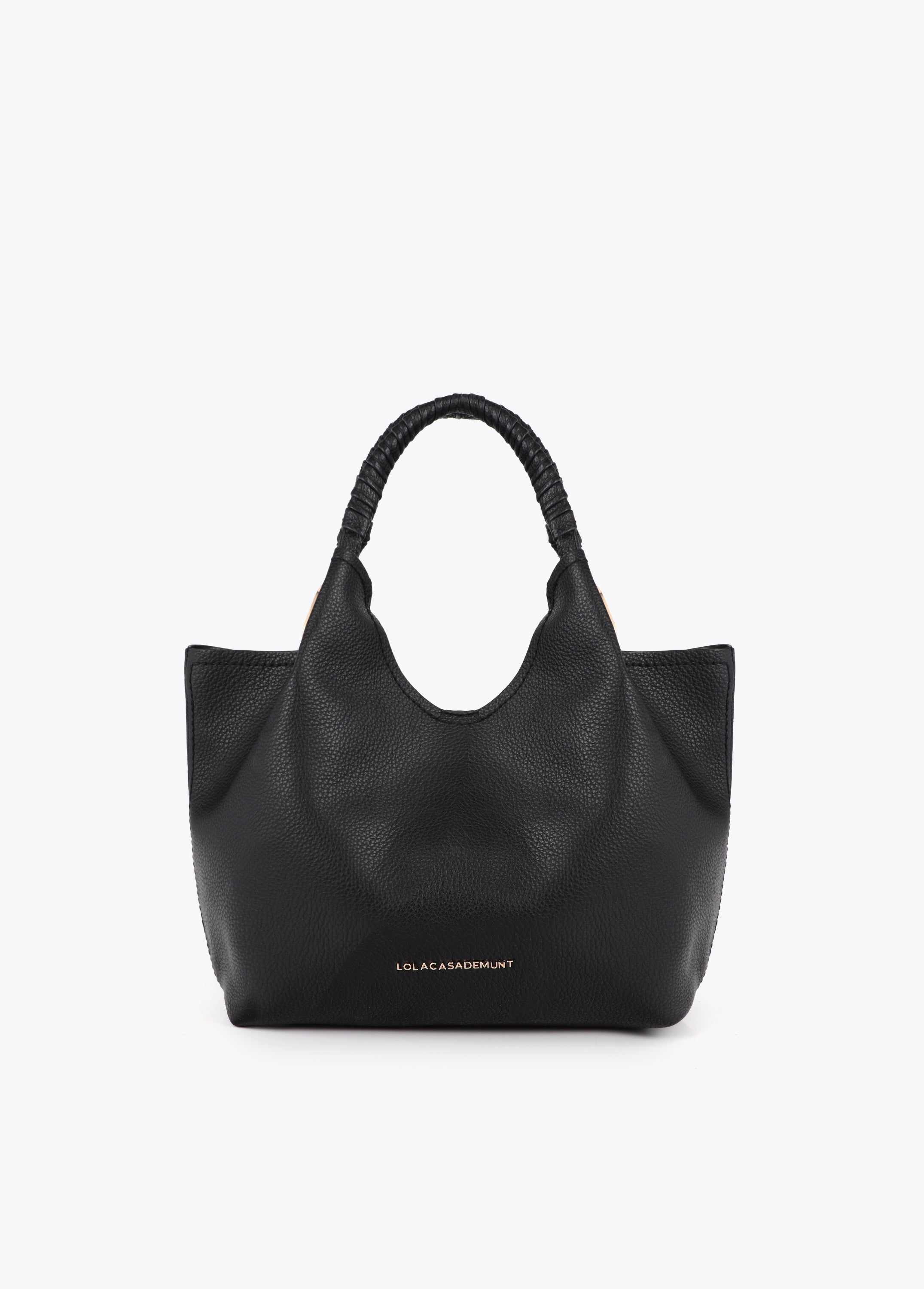 Shopper with Braided Handle and Metallic Details