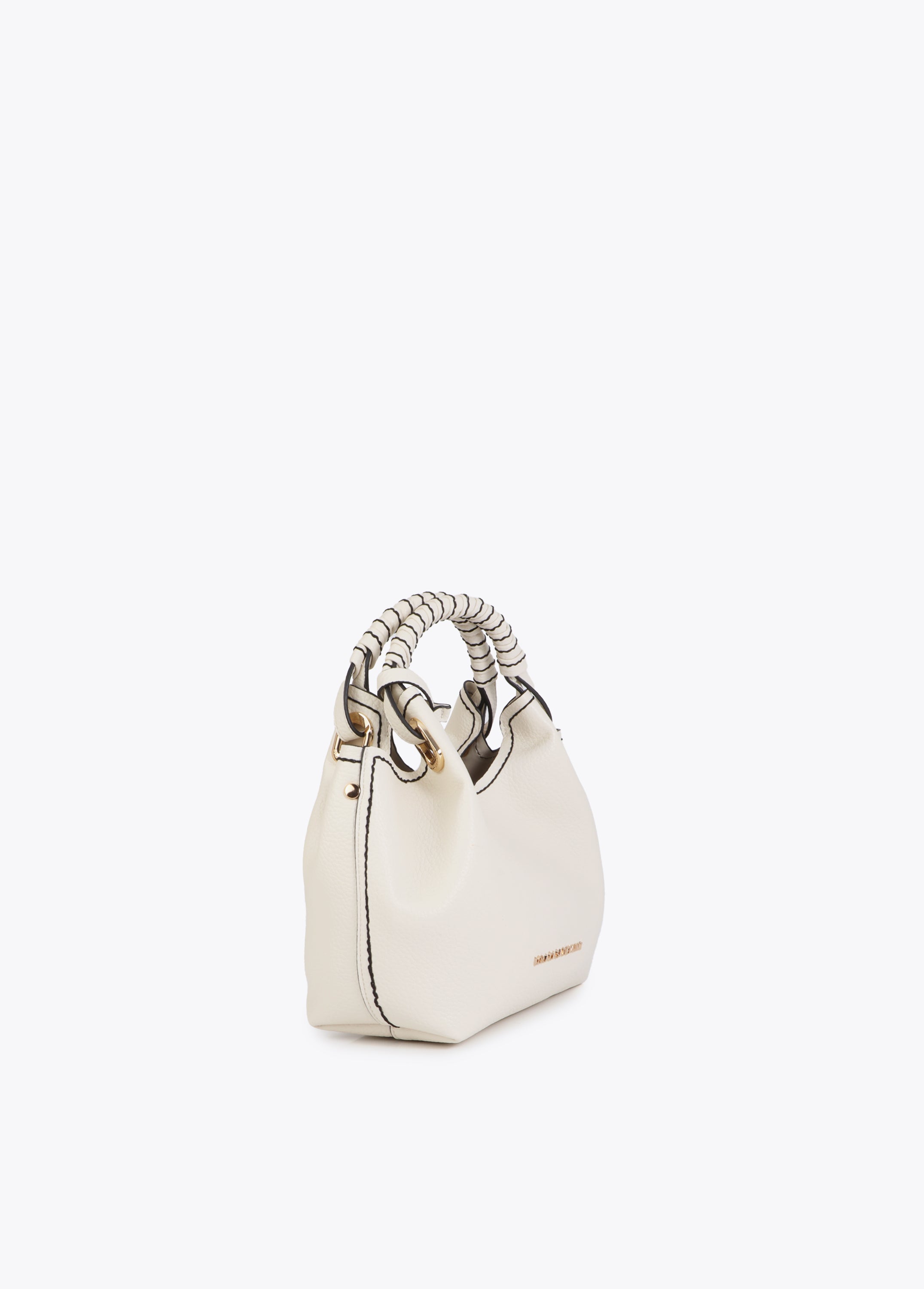 Small Crossbody Bag with Braided Strap and Metallic Details.