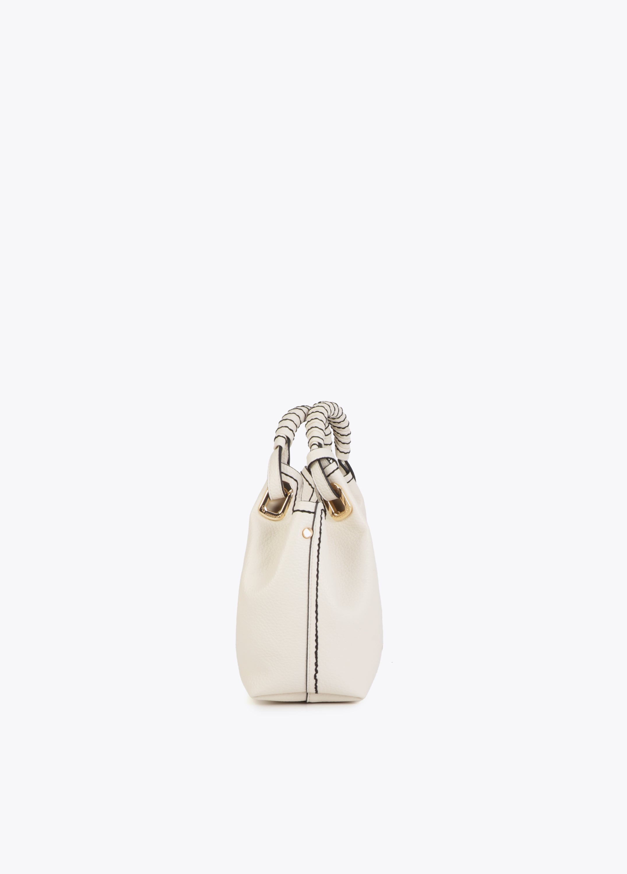 Small Crossbody Bag with Braided Strap and Metallic Details.
