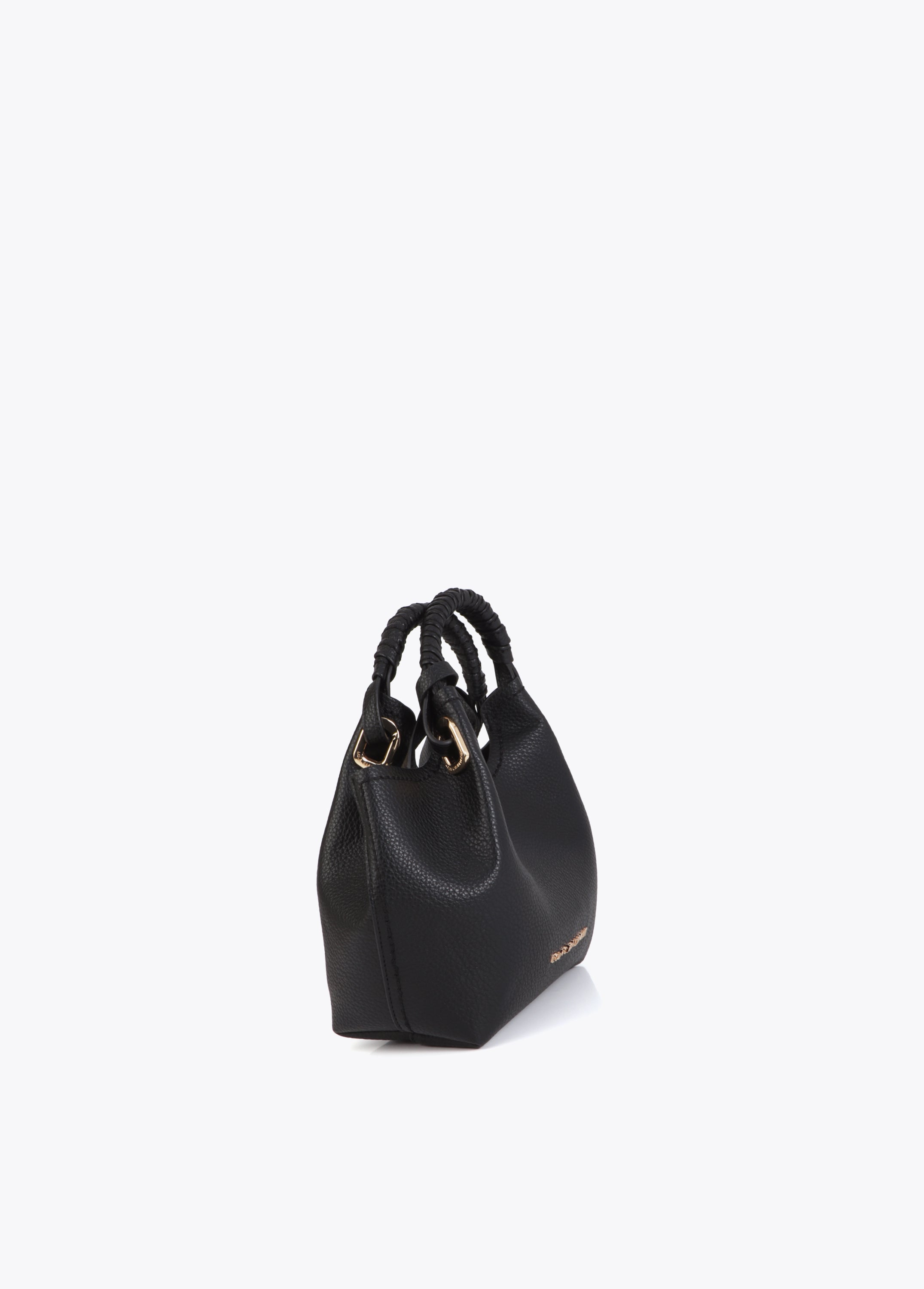 Small Crossbody Bag with Braided Strap and Metallic Details.