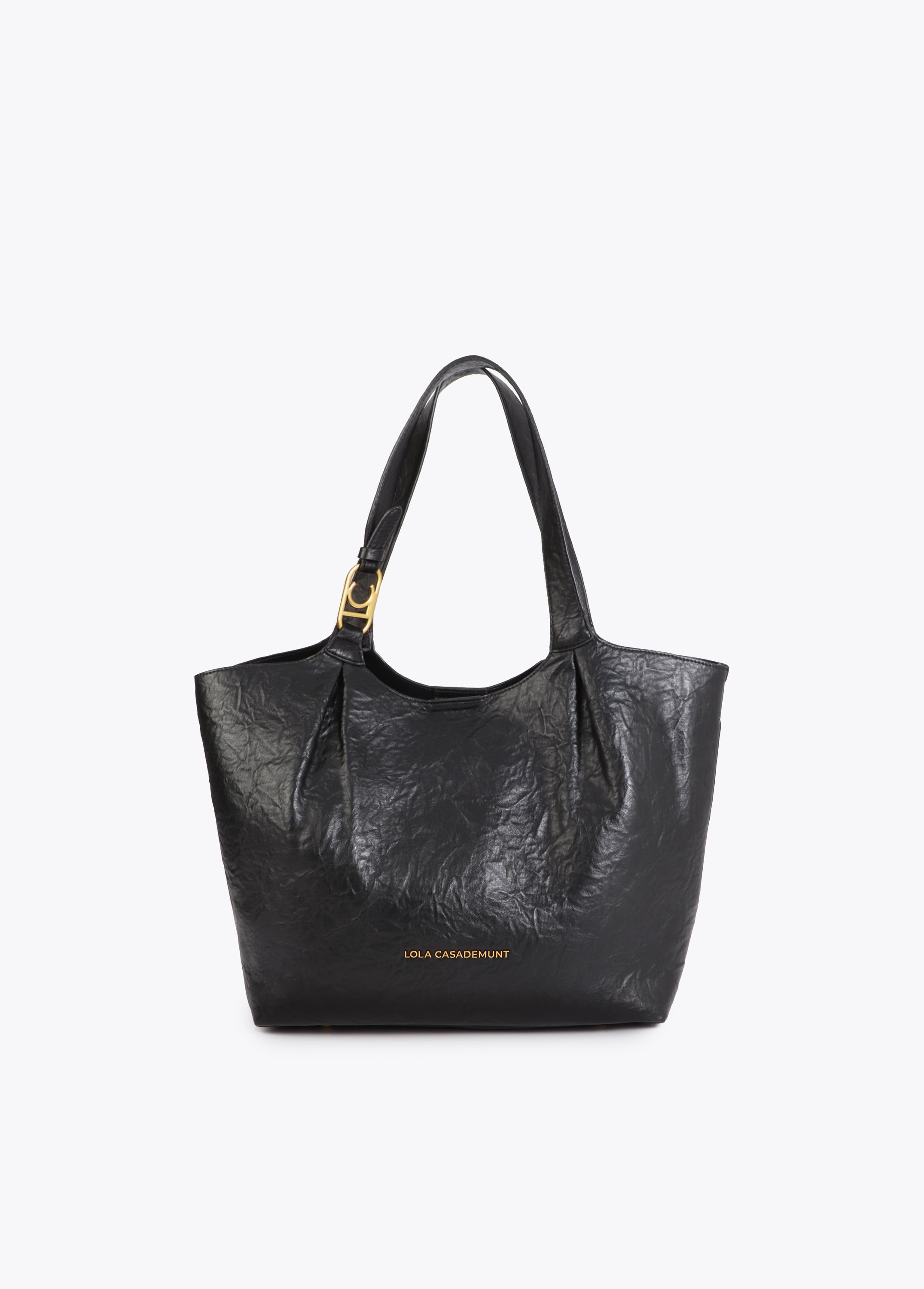 Pleated Shopper with Logo Handle