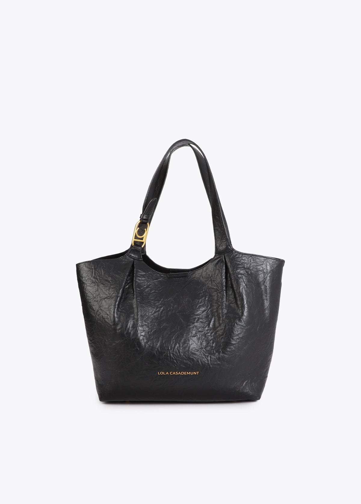 Pleated Shopper with Logo Handle
