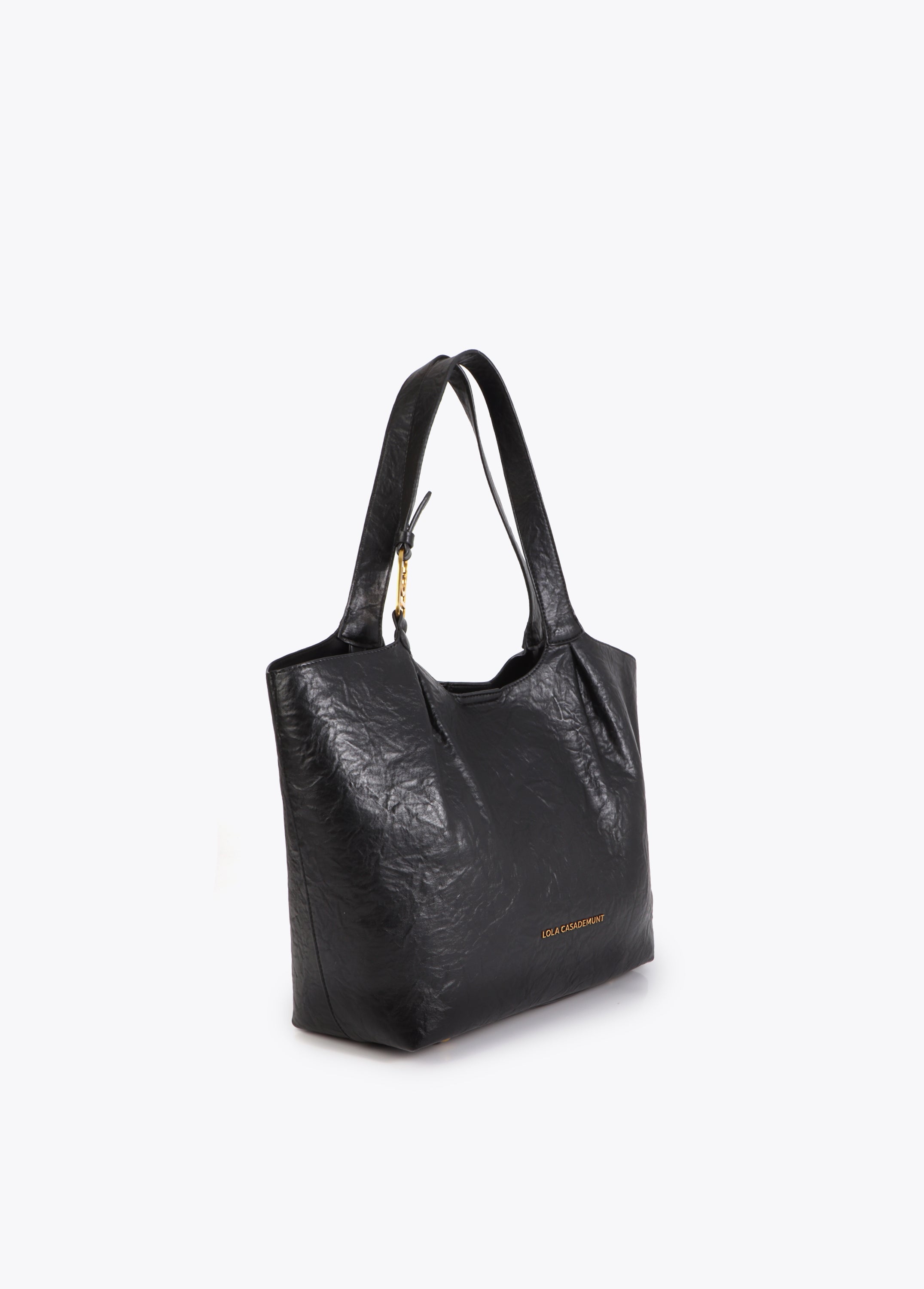 Pleated Shopper with Logo Handle