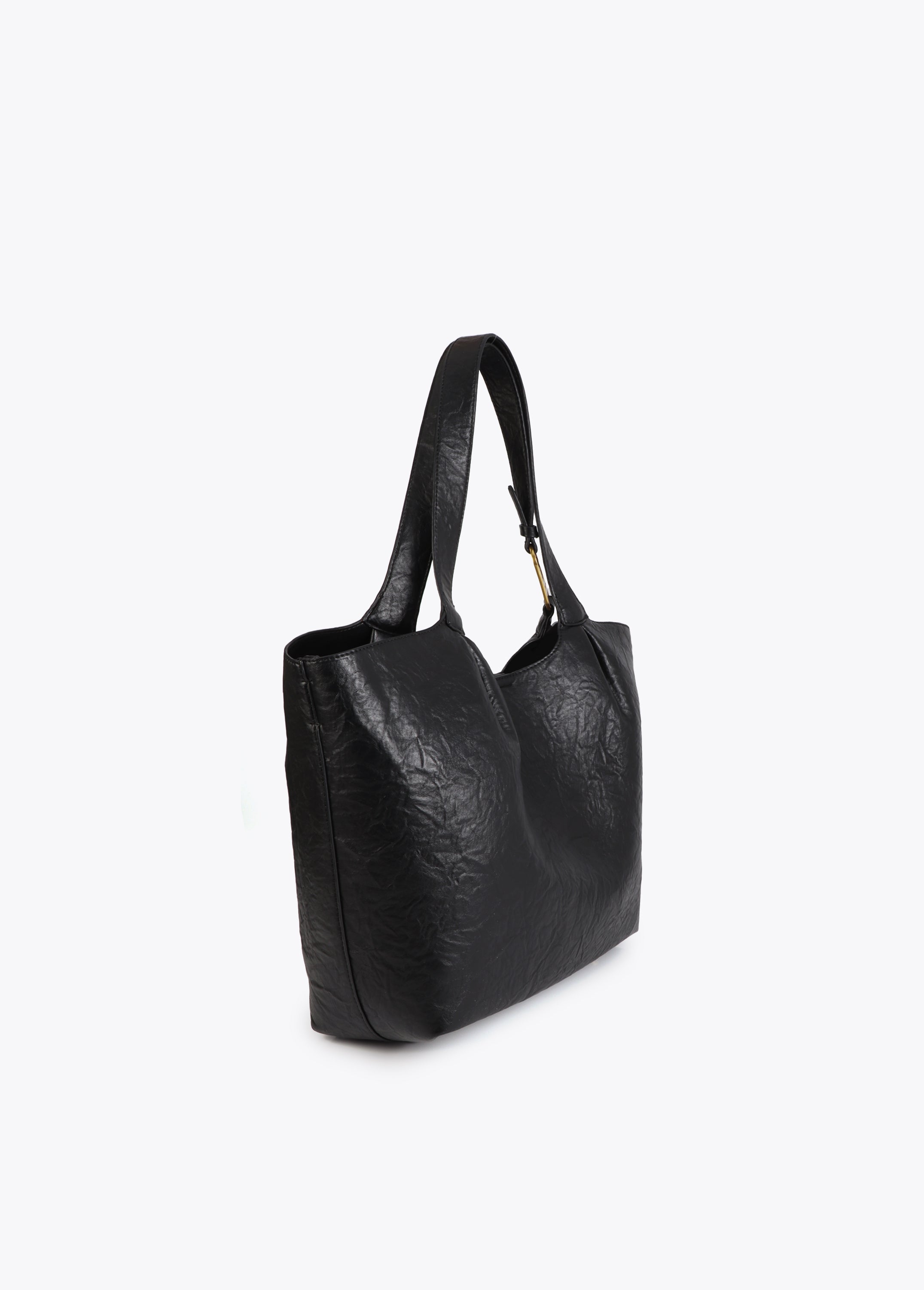 Pleated Shopper with Logo Handle