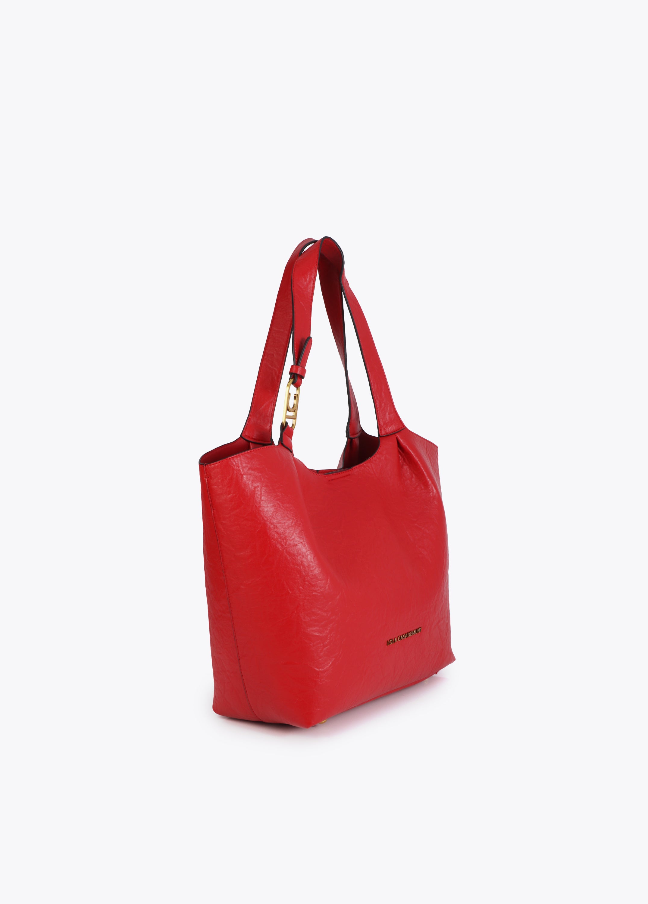 Pleated Shopper with Logo Handle