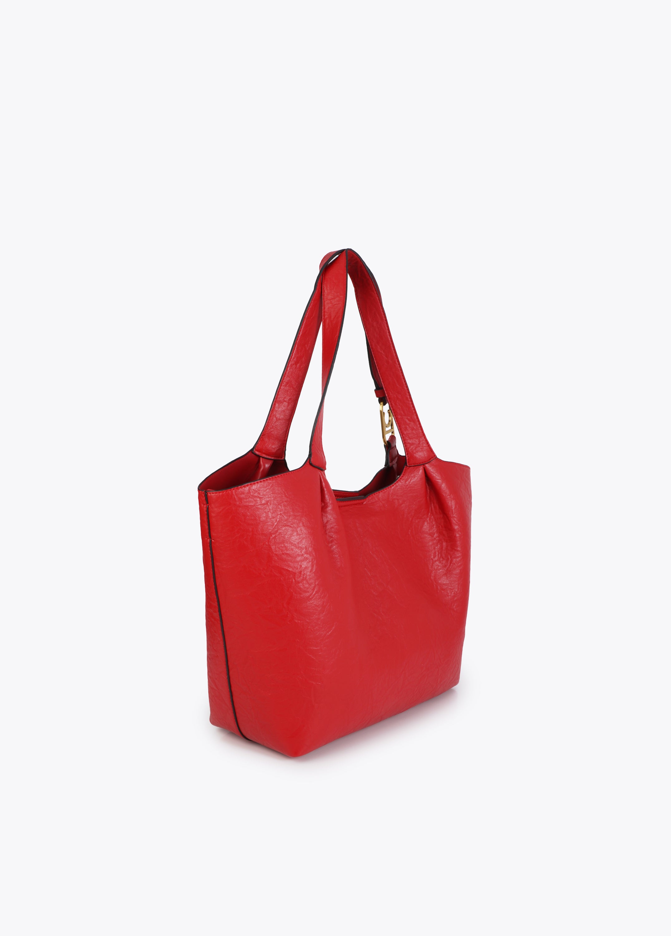 Pleated Shopper with Logo Handle