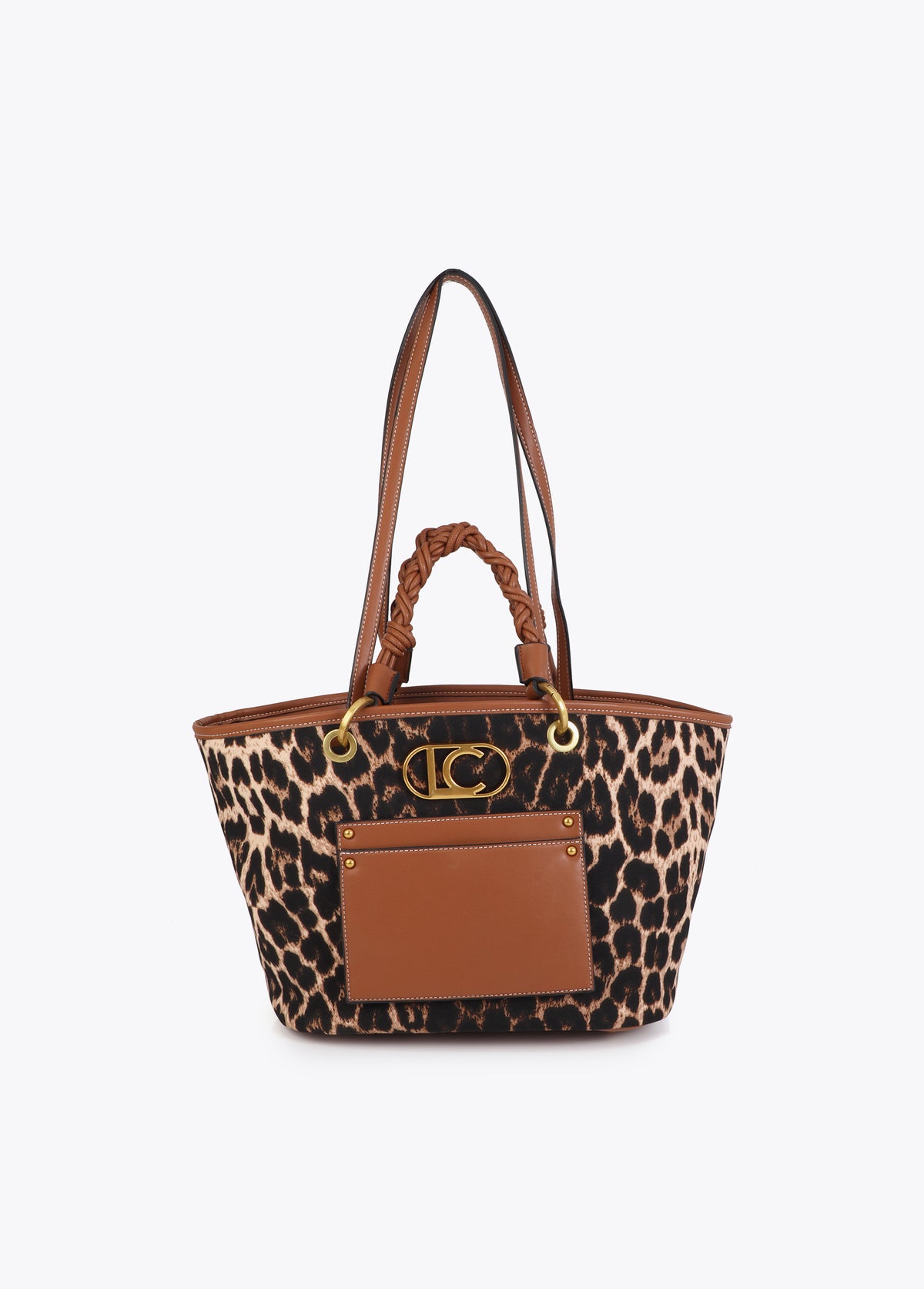Leopard Print Shopper with Faux Leather