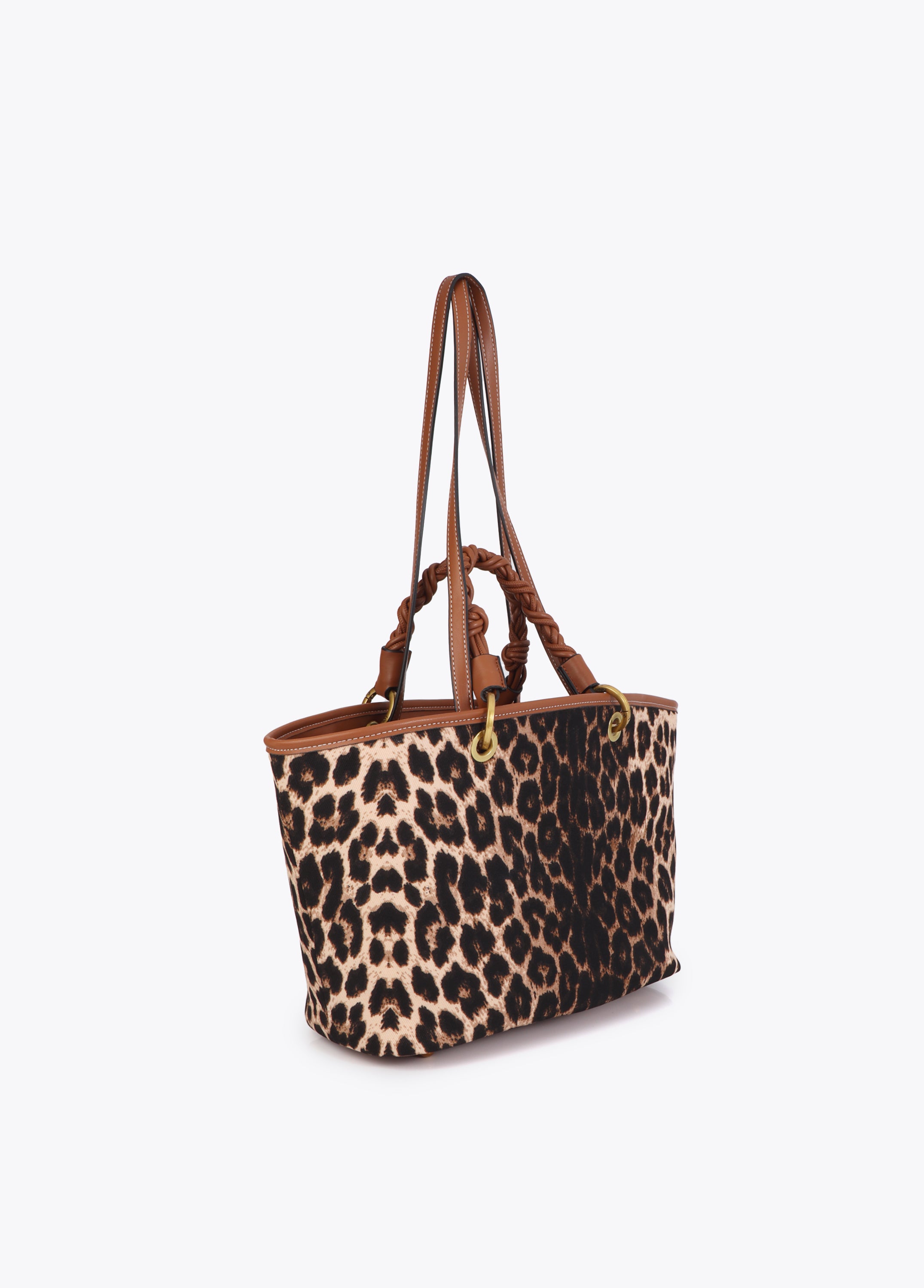 Leopard Print Shopper with Faux Leather