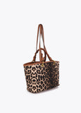 Leopard Print Shopper with Faux Leather
