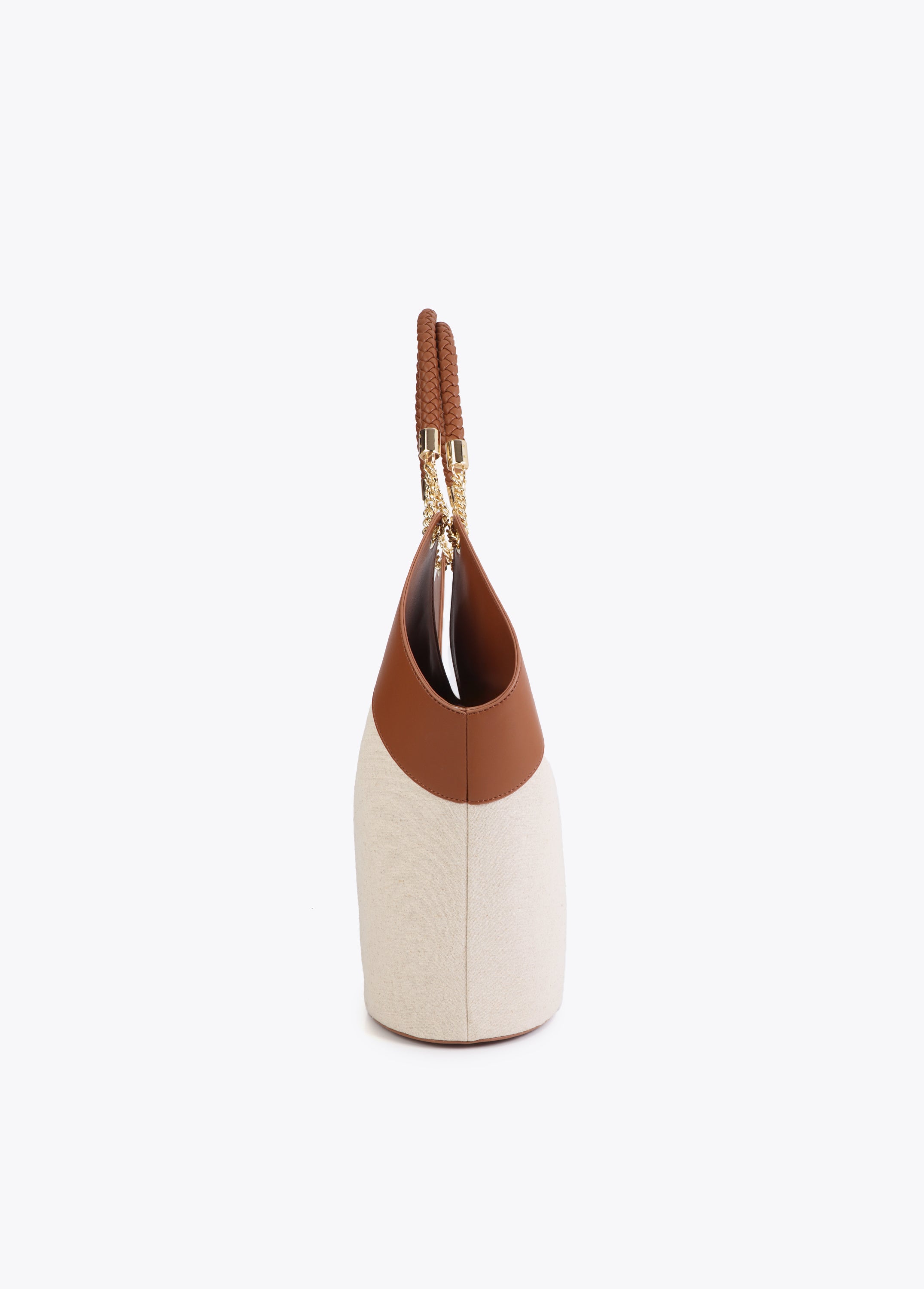 Two-Tone Faux Leather and Canvas Shopper