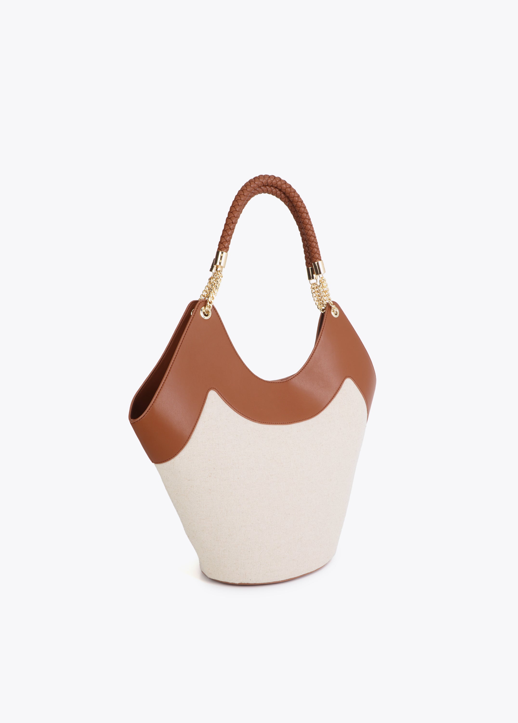 Two-Tone Faux Leather and Canvas Shopper