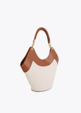 Two-Tone Faux Leather and Canvas Shopper