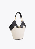 Two-Tone Faux Leather and Canvas Shopper