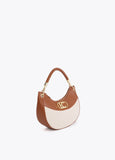 Bicolor Leather Effect and Canvas Hobo