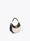 Bicolor Leather Effect and Canvas Hobo