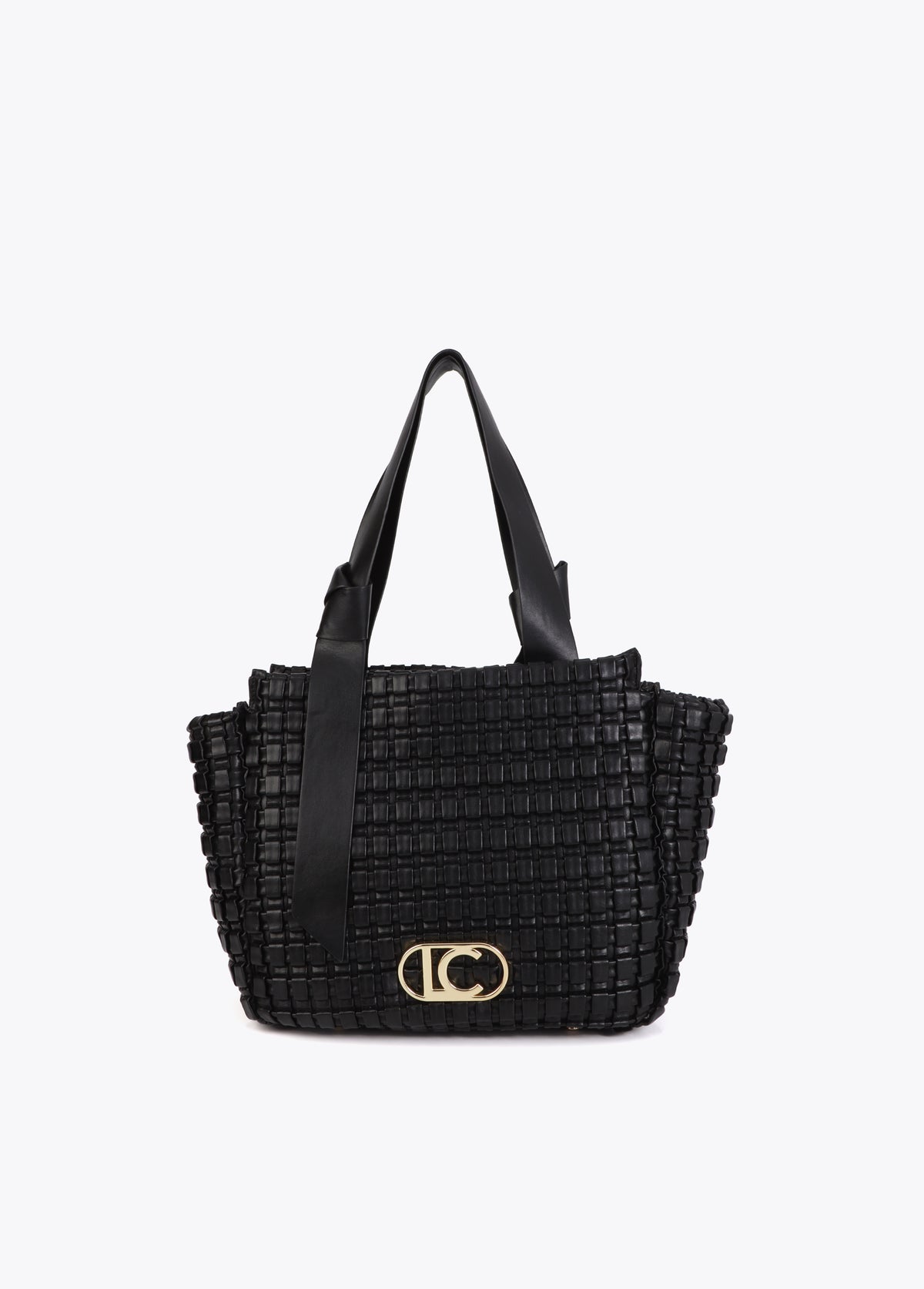 Braided Material Bag with Metallic Bow