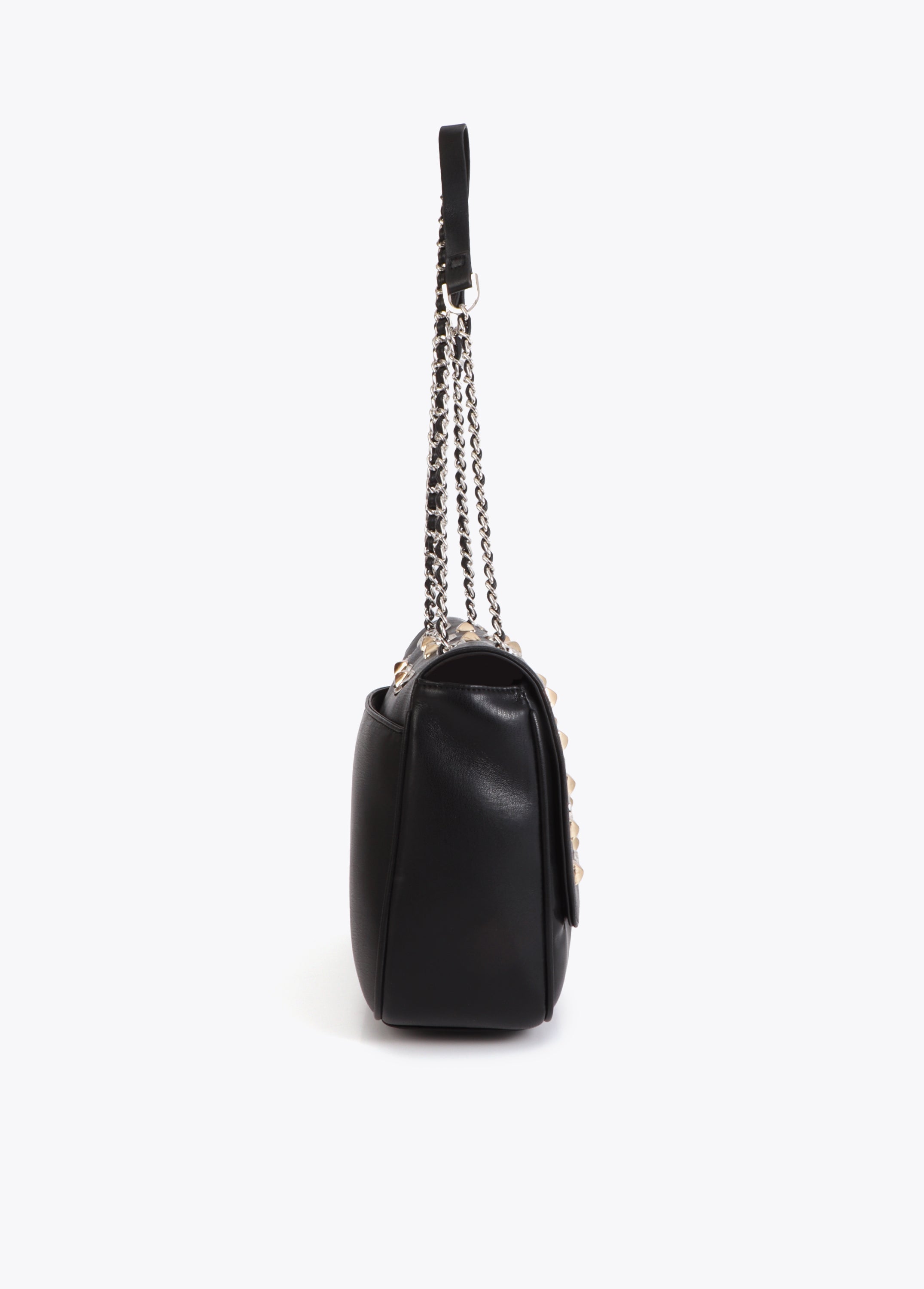 Flap Crossbody Bag with Gold and Silver Studs