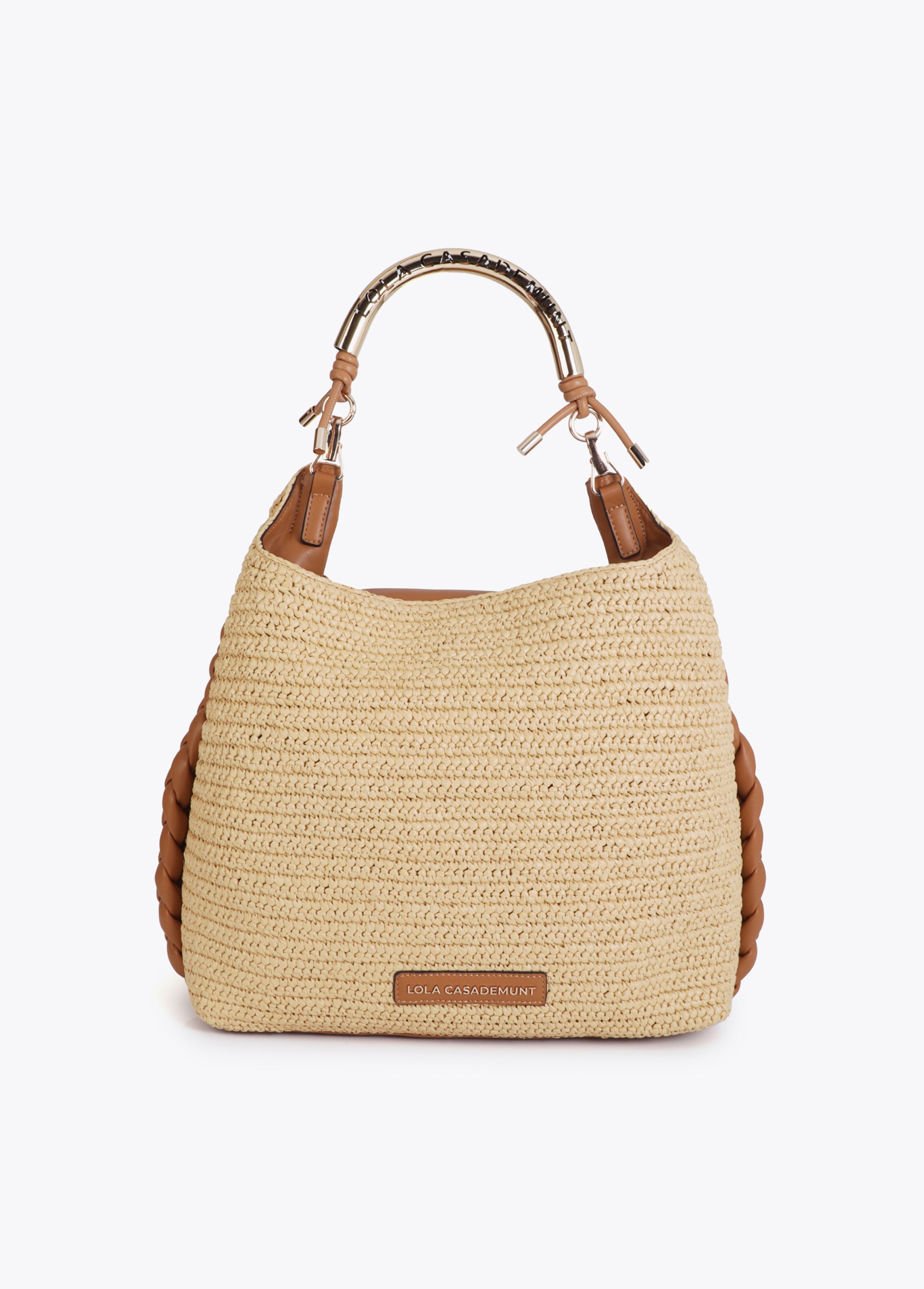 Shopper Bag Combined Rattan Effect with Die-Cut Handle Logo