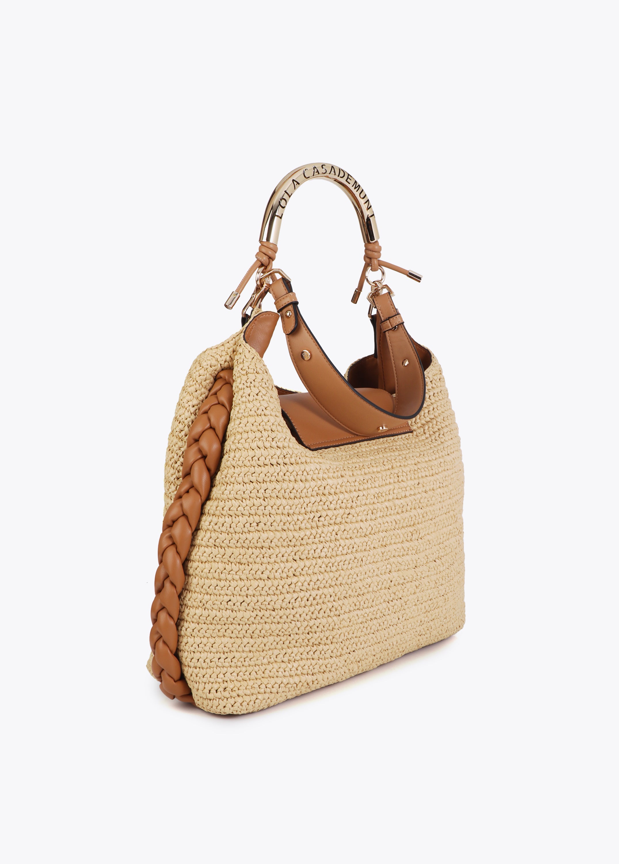 Shopper Bag Combined Rattan Effect with Die-Cut Handle Logo