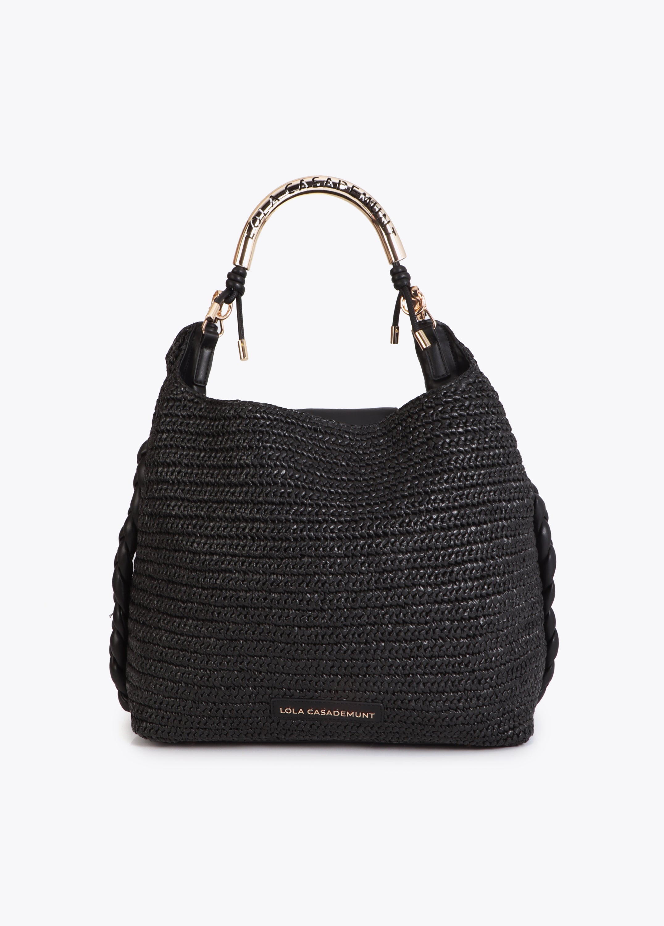 Shopper Bag Combined Rattan Effect with Die-Cut Handle Logo