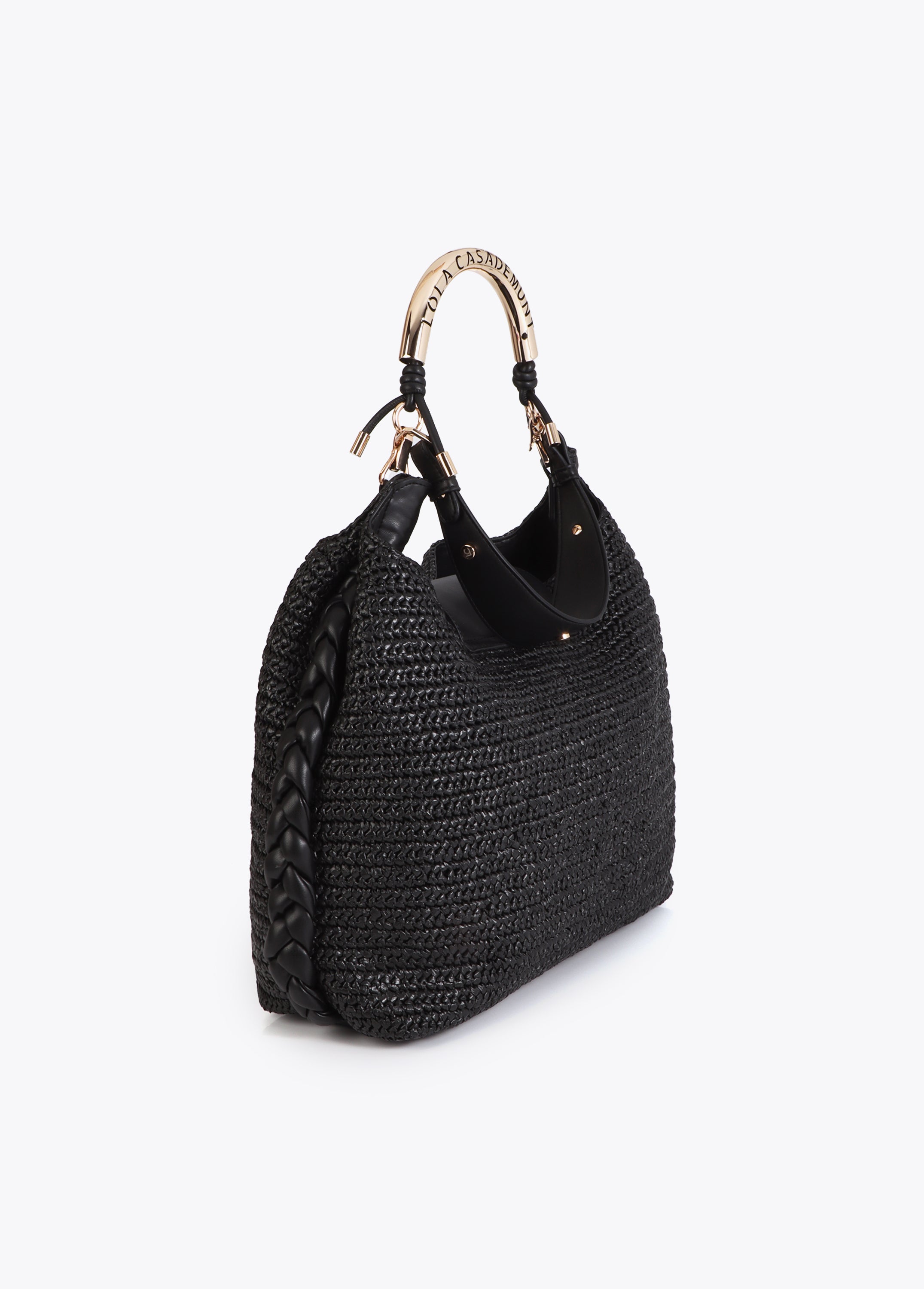 Shopper Bag Combined Rattan Effect with Die-Cut Handle Logo