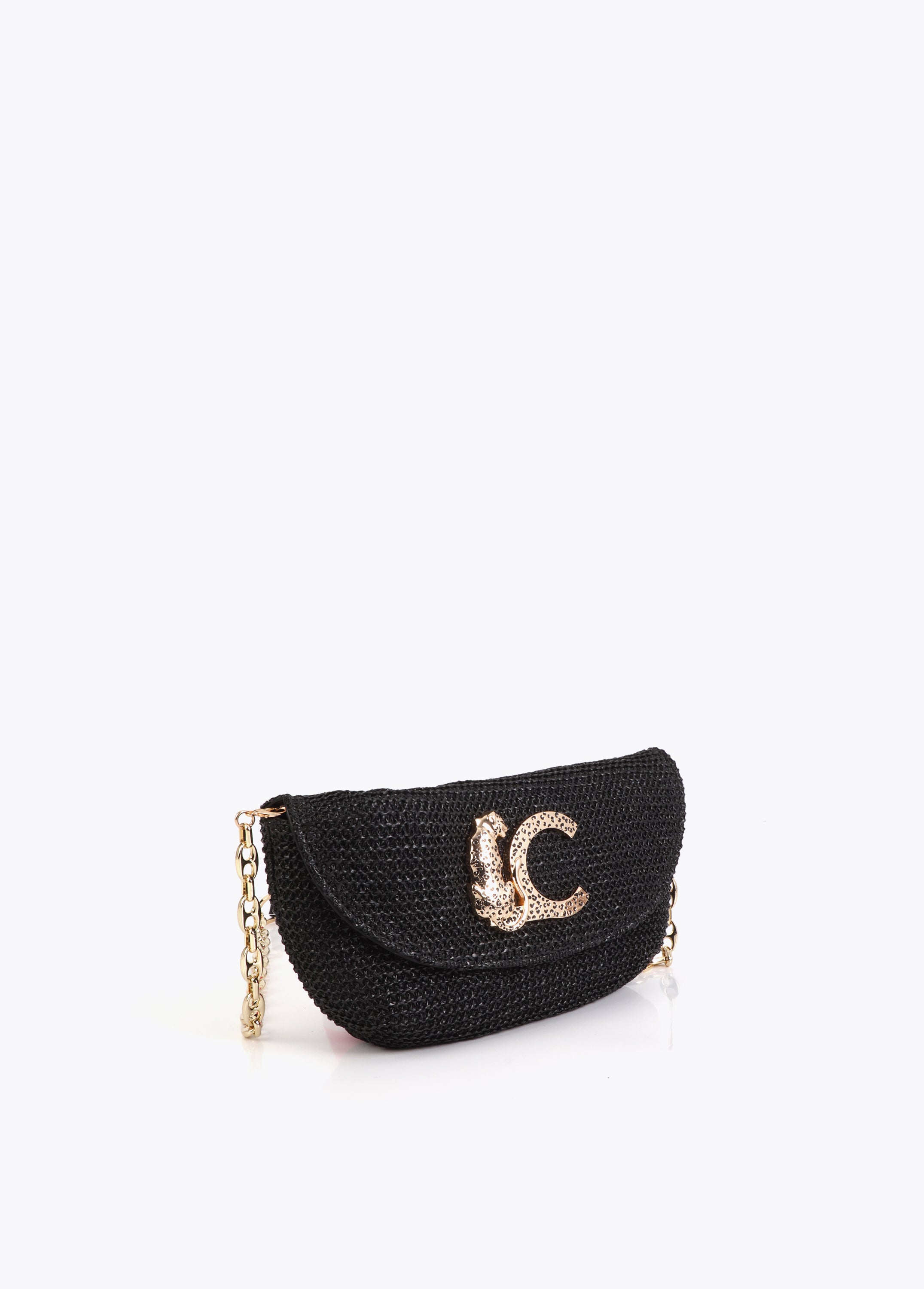 Event Bag Rattan Effect Leopard Logo
