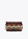 Bicolor Chevron Raffia Effect Crossbody