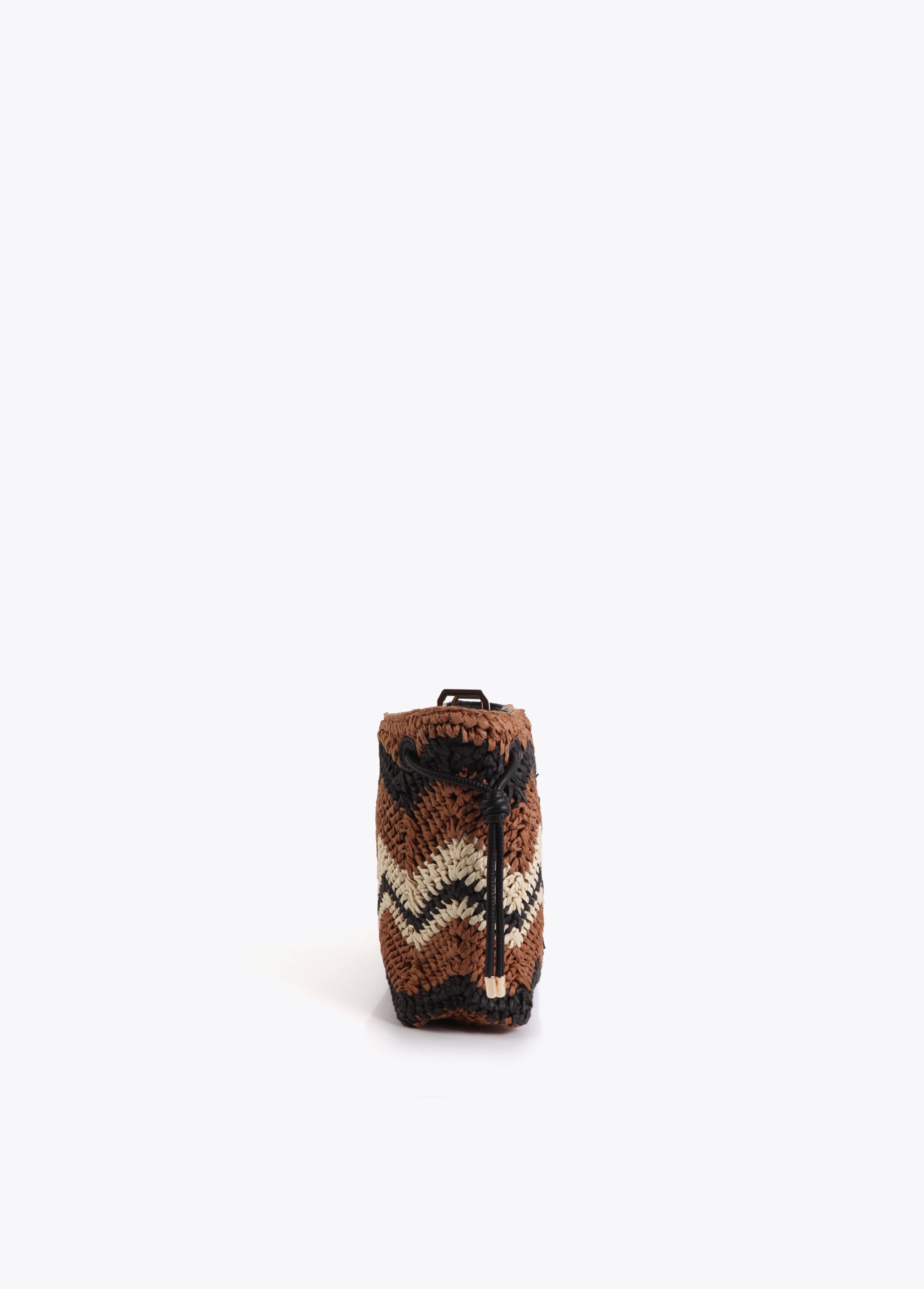 Bicolor Chevron Raffia Effect Crossbody