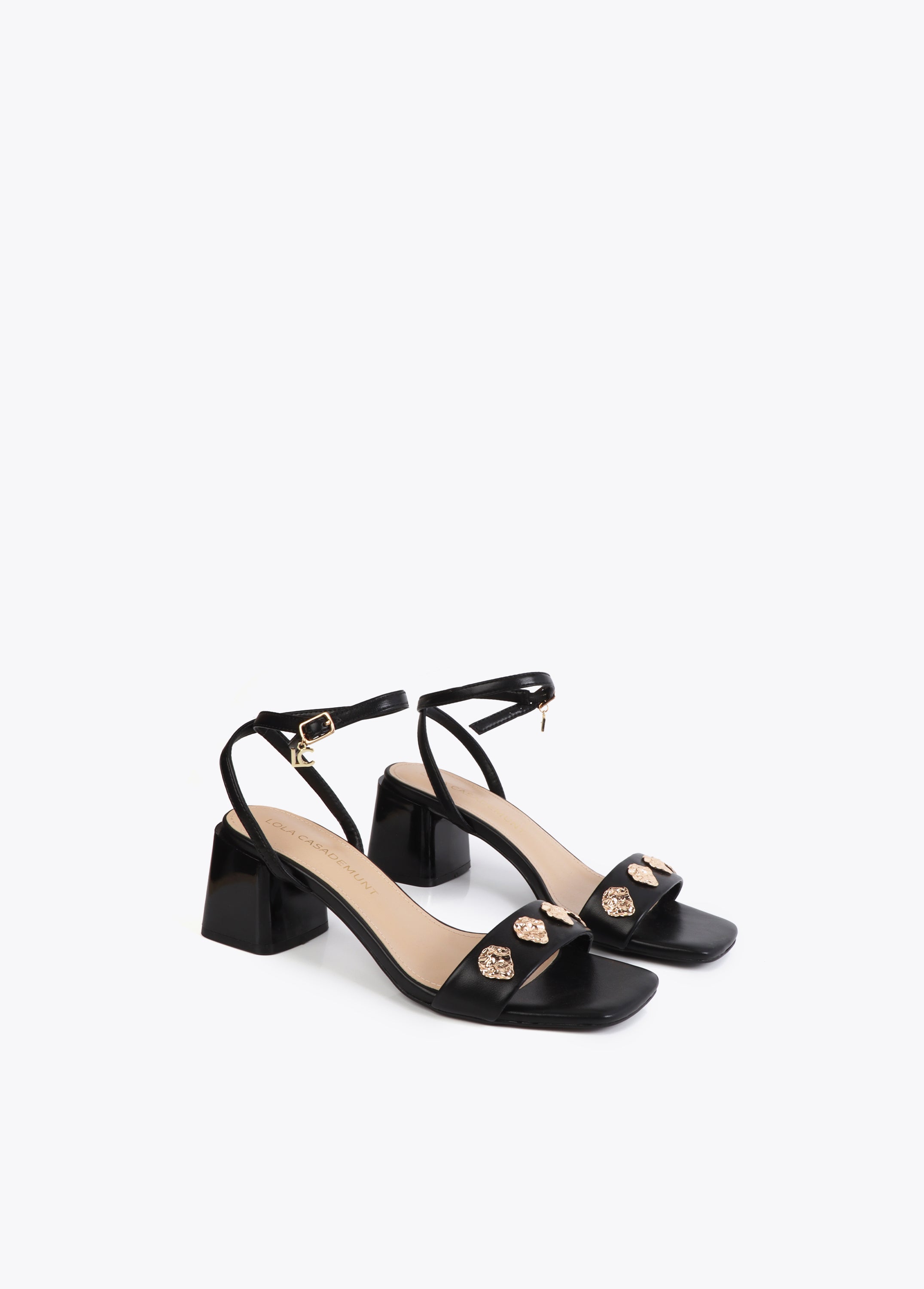 Heeled Sandal with Metallic Embellishments