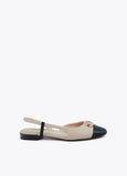 Bicolor Flat Shoe with Metallic Logo Detail