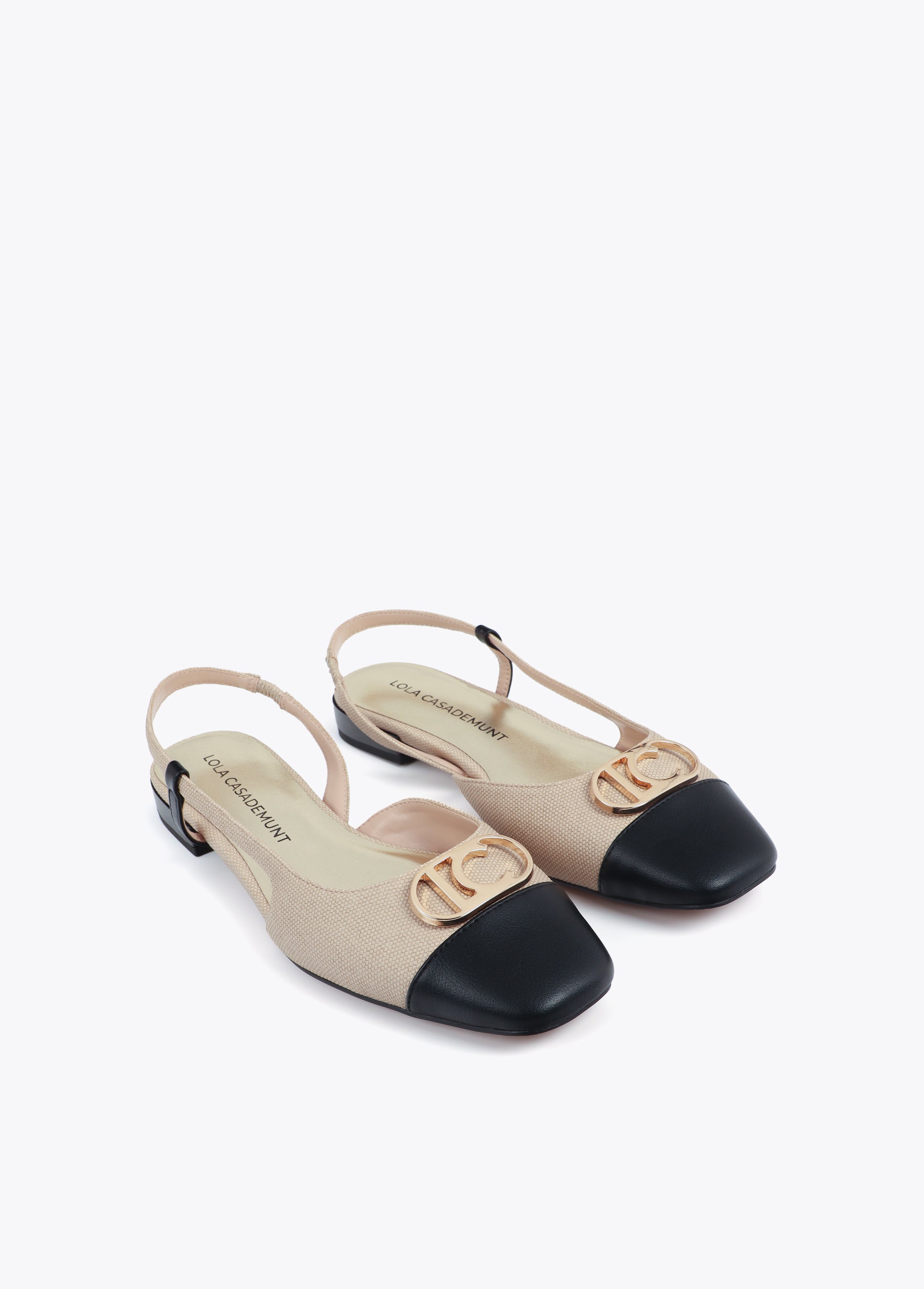 Bicolor Flat Shoe with Metallic Logo Detail