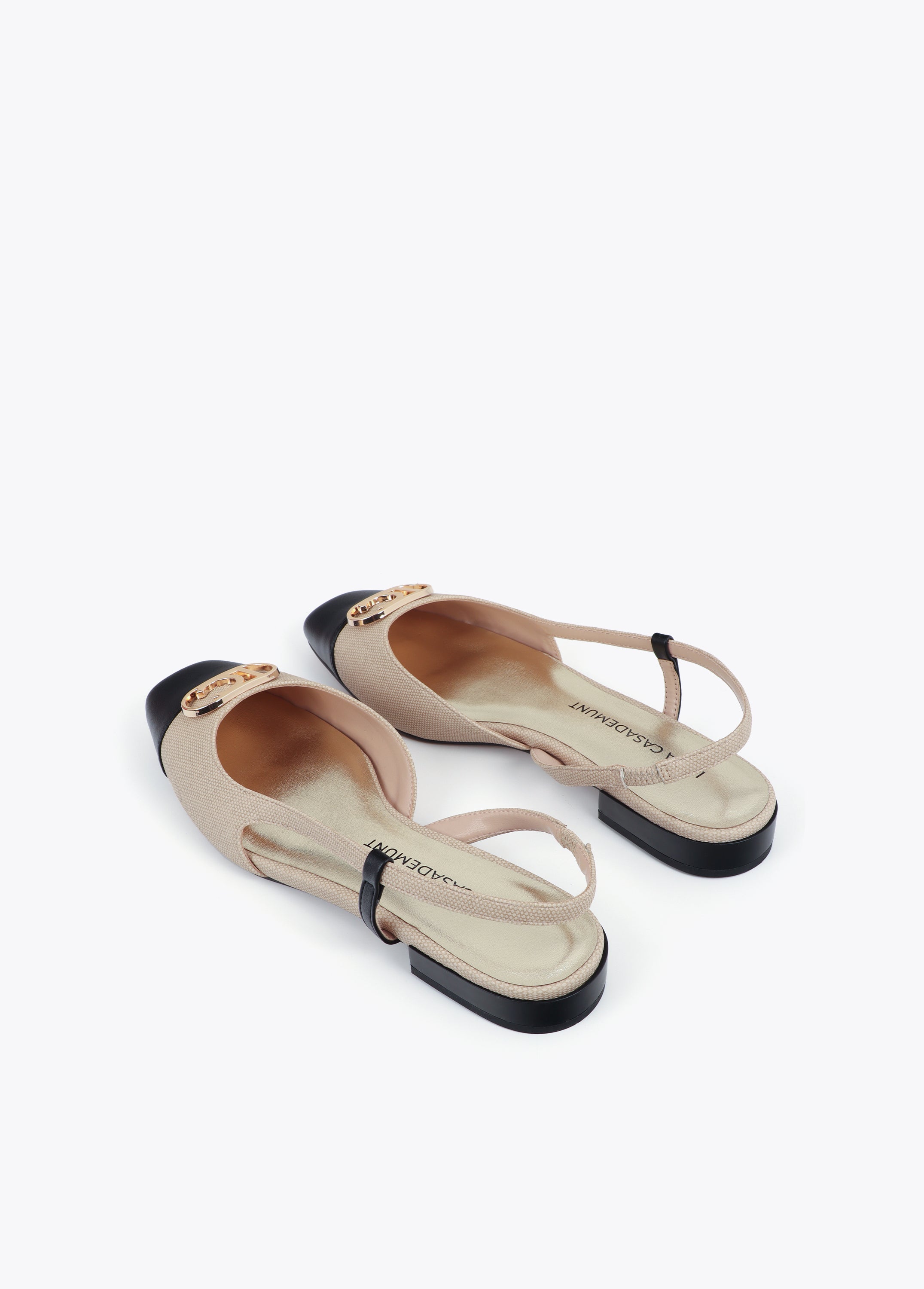Bicolor Flat Shoe with Metallic Logo Detail