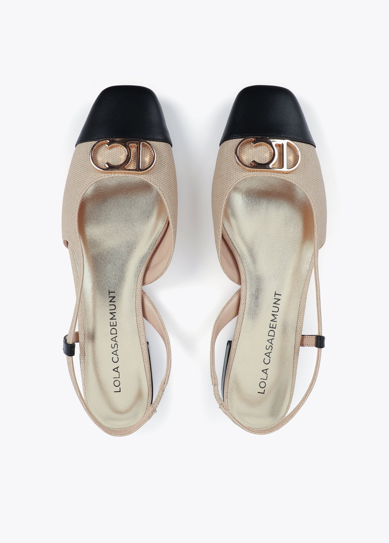 Bicolor Flat Shoe with Metallic Logo Detail