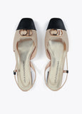 Bicolor Flat Shoe with Metallic Logo Detail