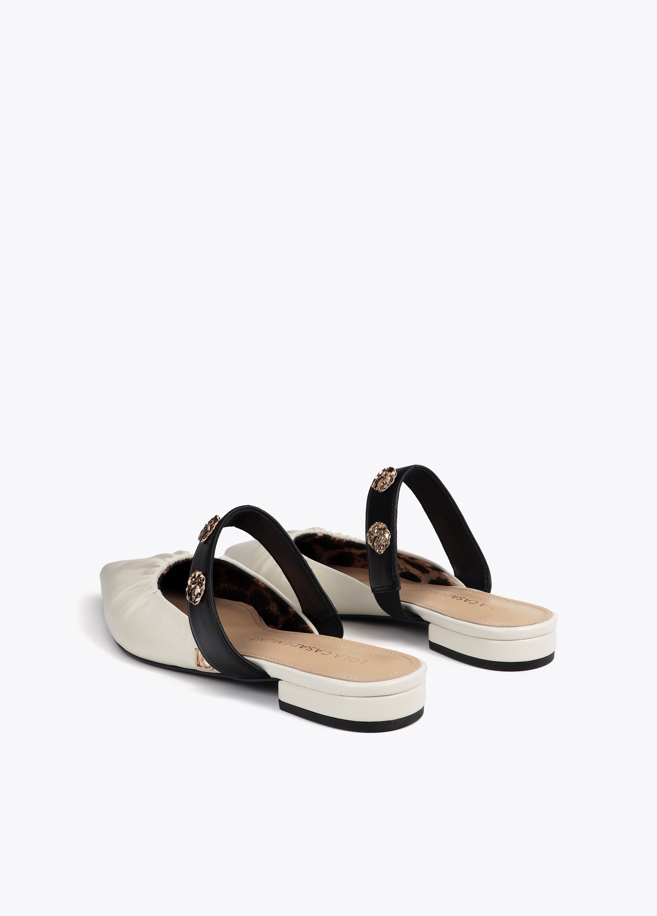Flat Shoe with Elastic and Metallic Appliques