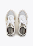 Running Sole Sneaker with Mixed Fabrics and Leather Details