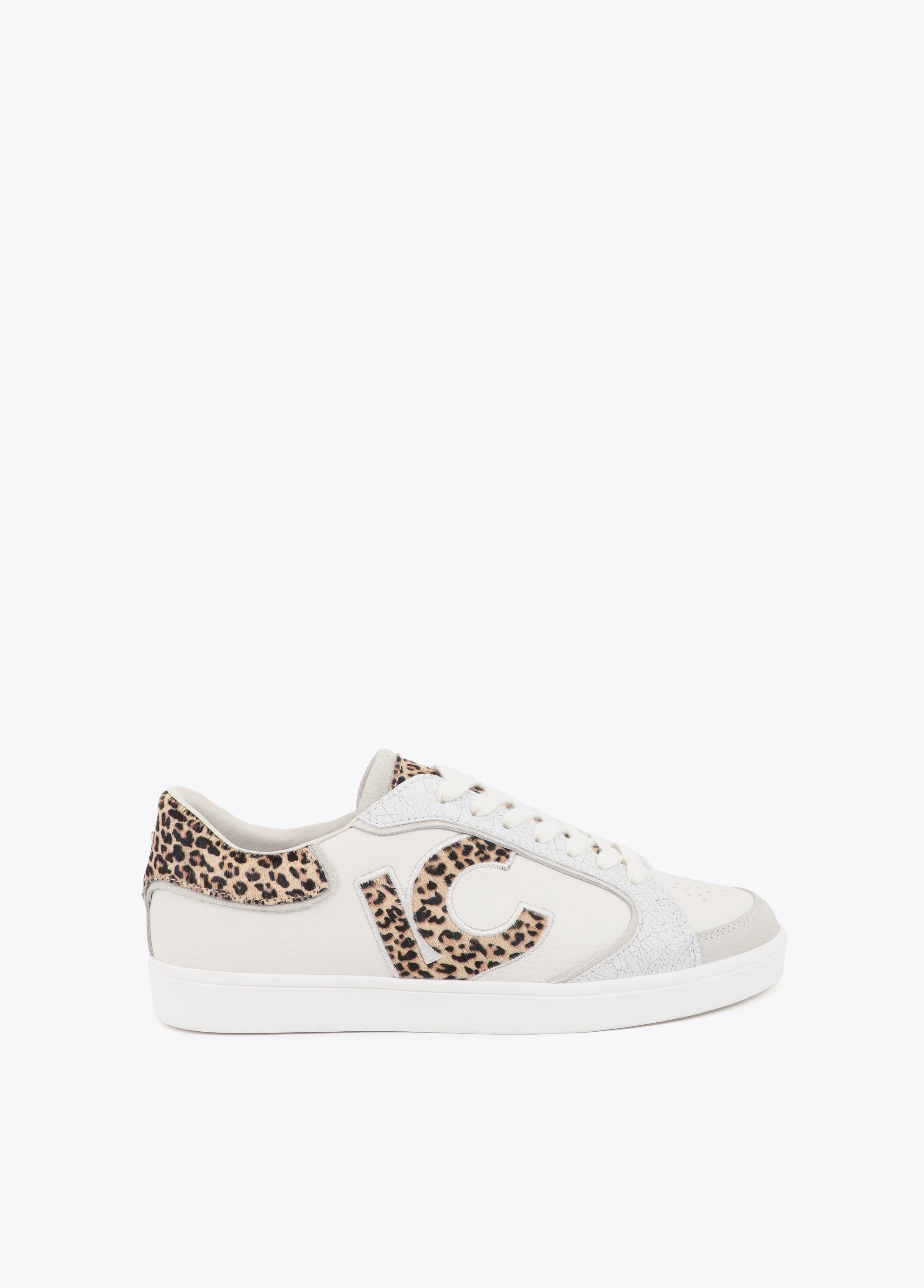 Sneaker with Logo in Mixed Fabrics and Leather Details