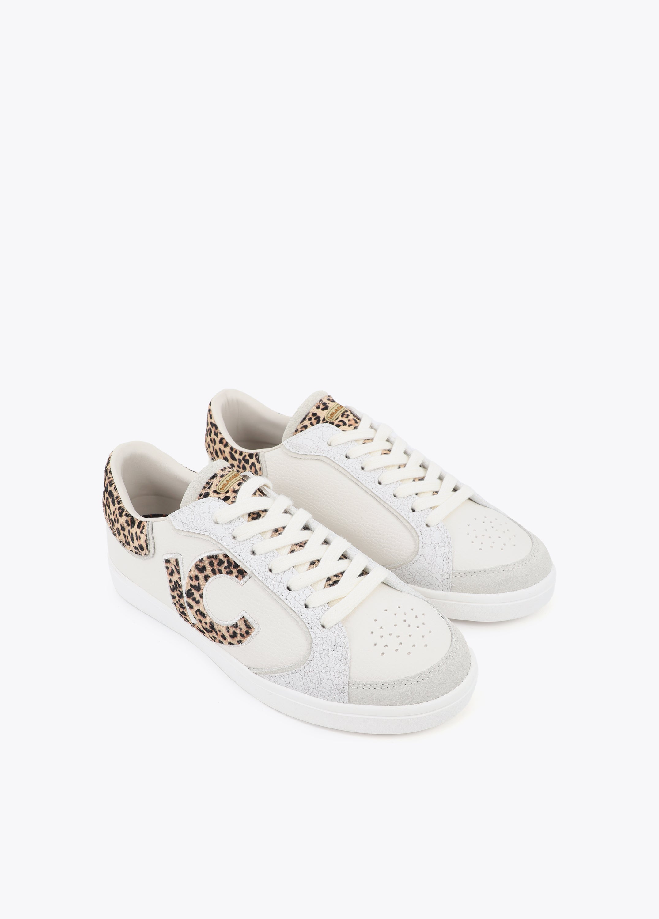Sneaker with Logo in Mixed Fabrics and Leather Details