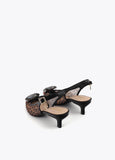 Mesh High Heel with Animal Print and Crystal Detail