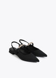 Flat Shoe in Grosgrain Fabric with Logo Detail