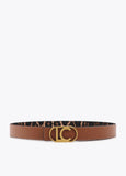 Reversible Animal Print Belt with Logo Oval Buckle