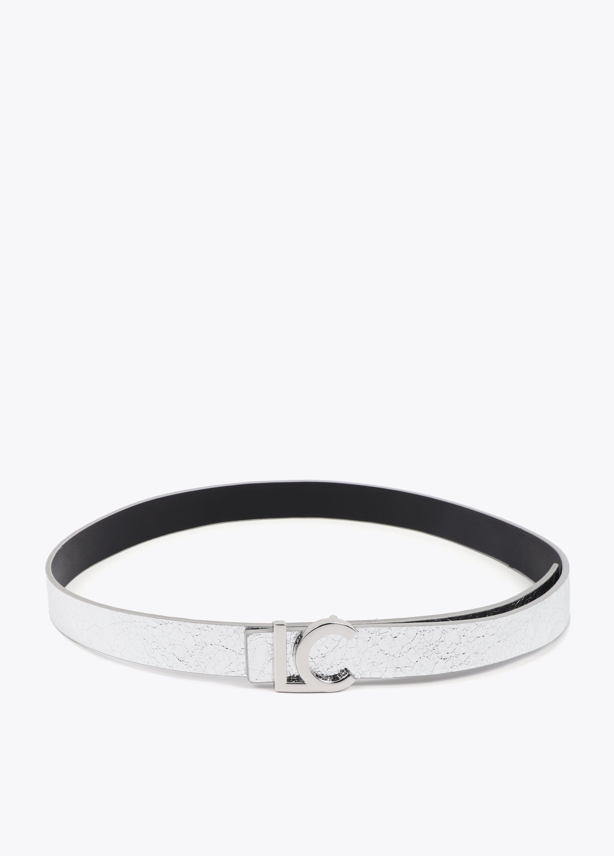 Reversible Belt with Silver Metallic LC Buckle