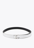 Reversible Belt with Silver Metallic LC Buckle