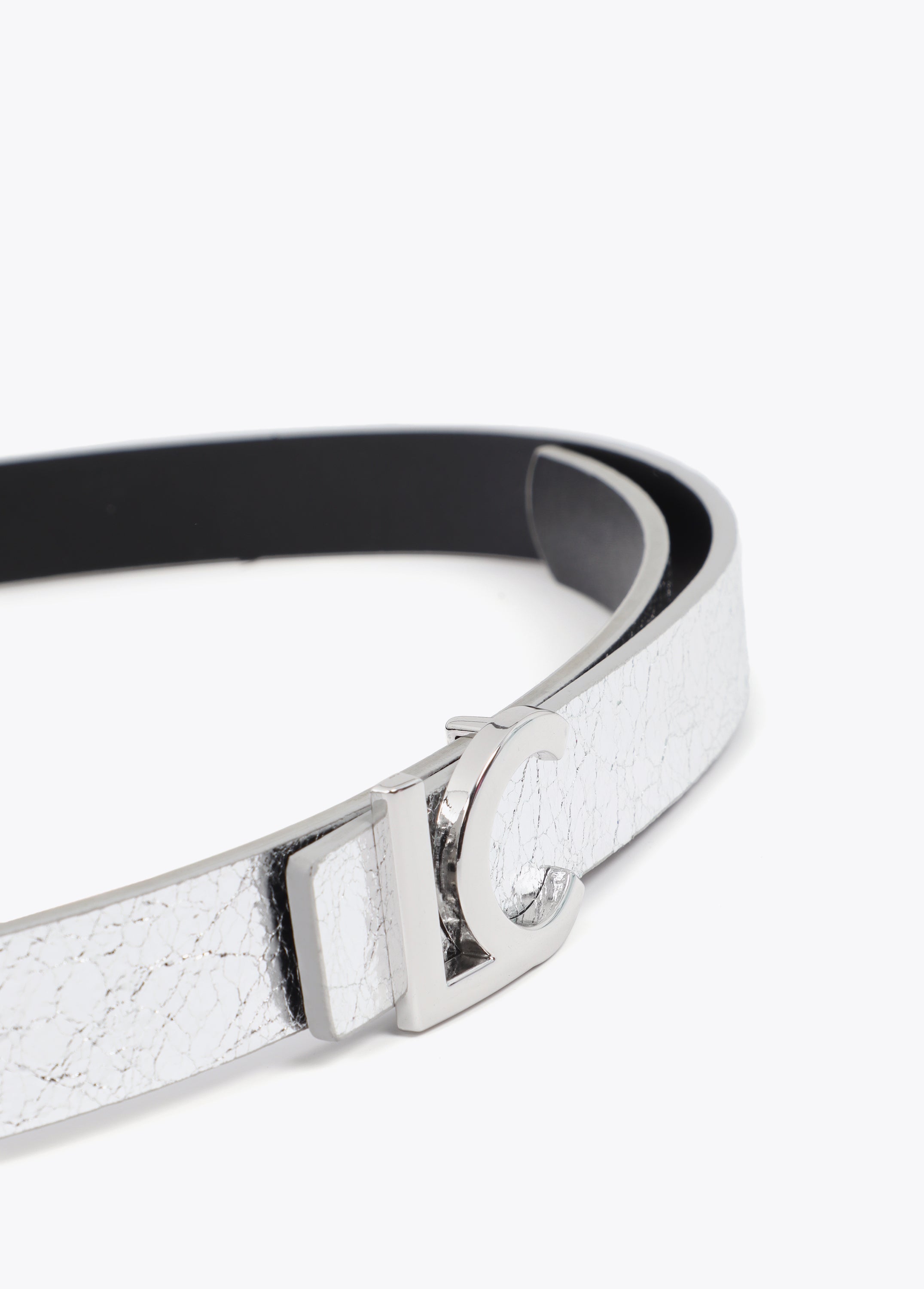 Reversible Belt with Silver Metallic LC Buckle